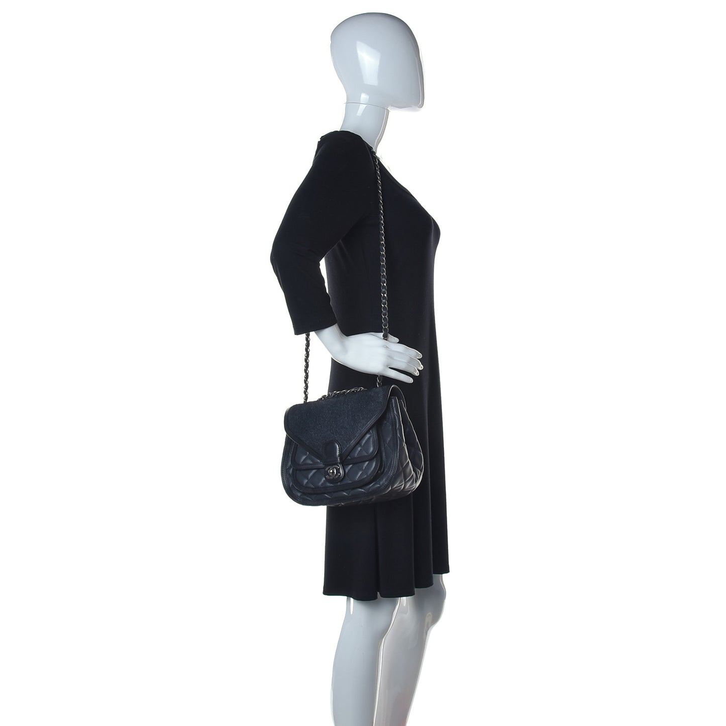 Lambskin Pony Hair Saddle Bag Black