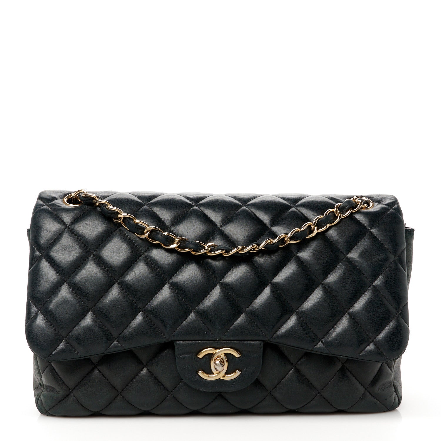 Chanel Lambskin Quilted Jumbo Double Flap Black 1 of 15