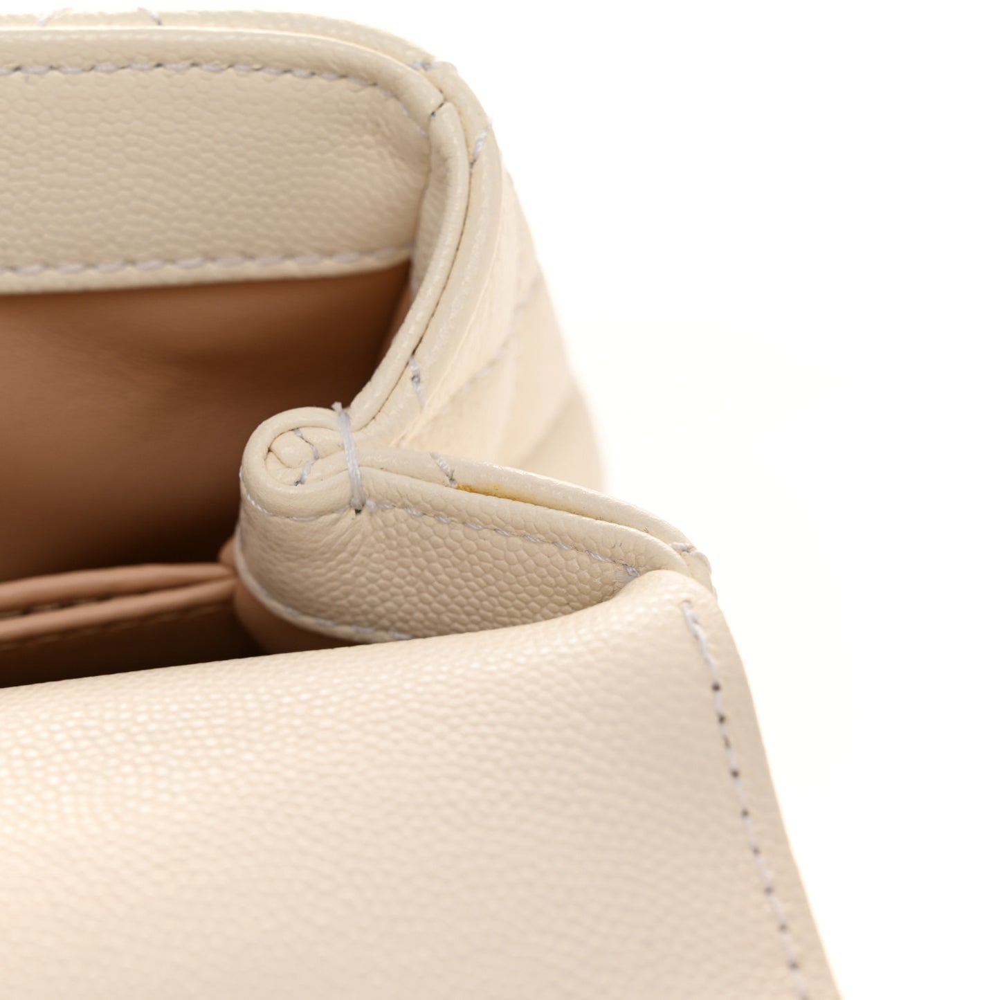 Caviar Quilted Mini Coco Handle Flap White