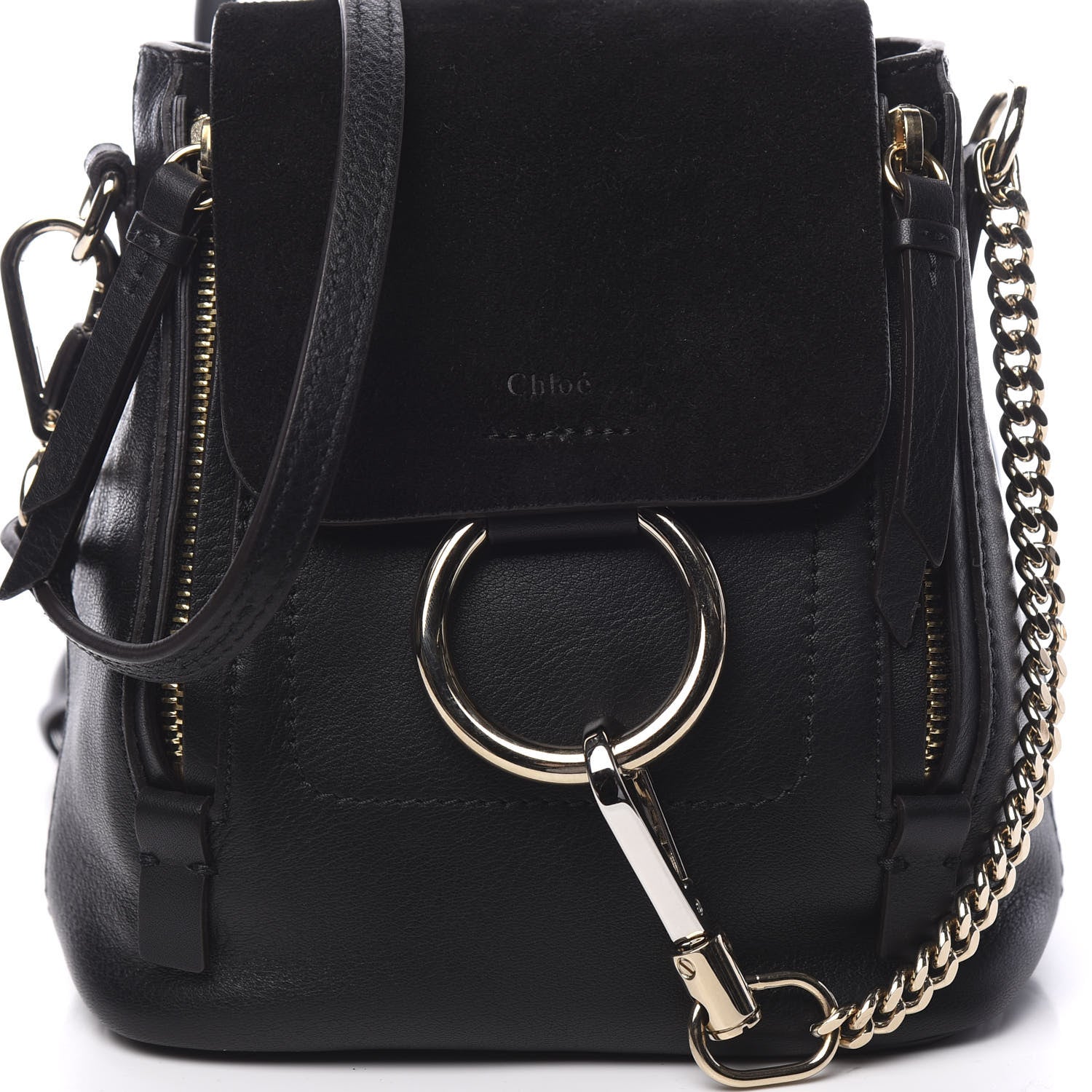 Chloe Suede Calfskin Mini Faye Backpack Black 10 of 10