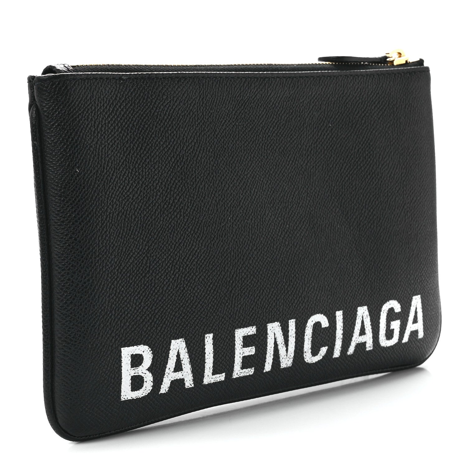 Balenciaga Calfskin Ville Logo Zip Pouch Black 3 of 10
