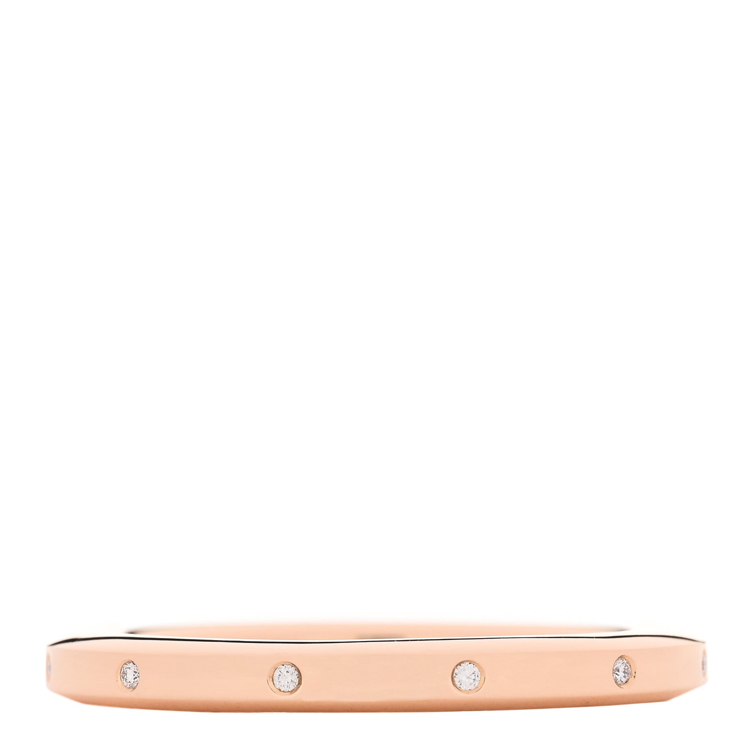 Tiffany 18K Rose Gold Diamond Tiffany Lock Bangle Bracelet 1841074