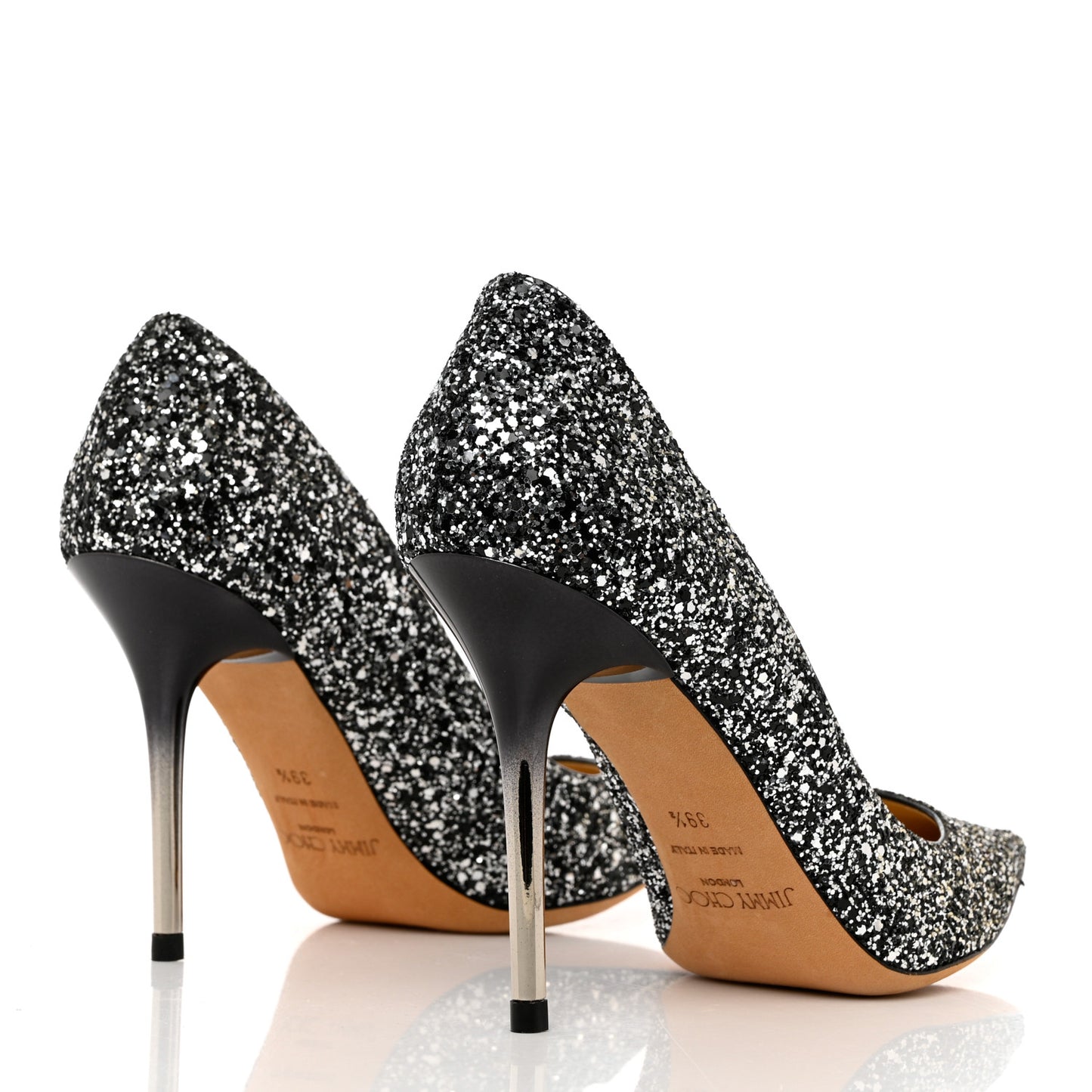 Coarse Glitter Degrade Pointy Toe Romy 100 Pumps 39.5 Black Silver