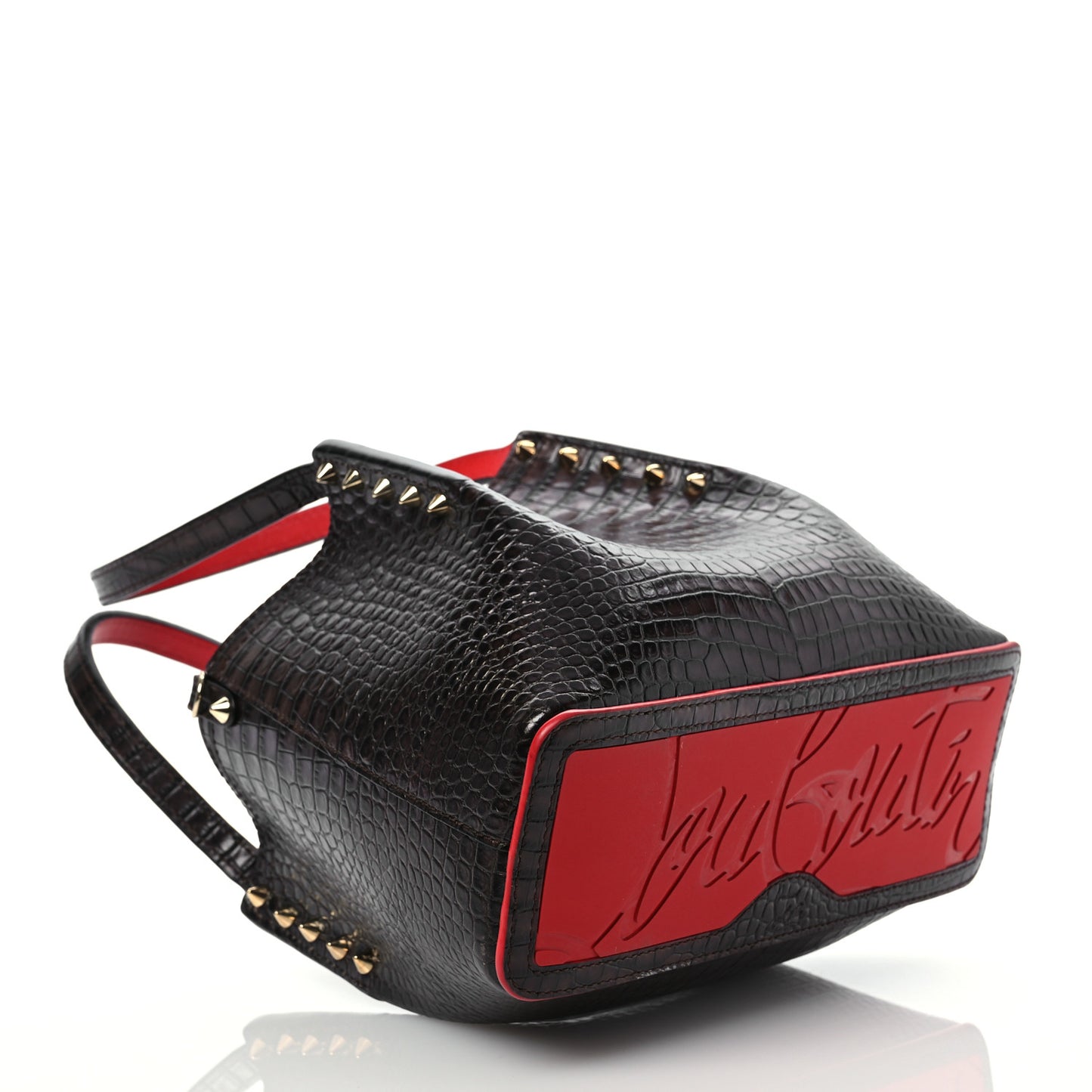 Patent Embossed Spiked Mini Cabarock Shopper Tote