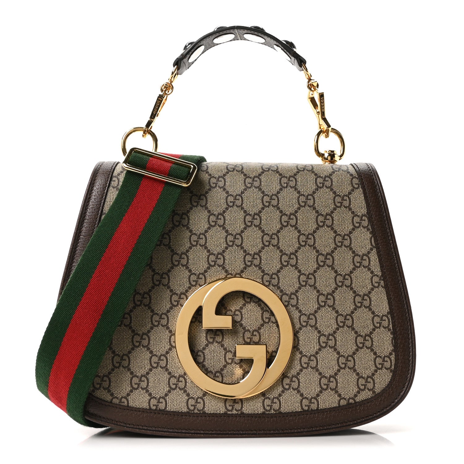 Gucci GG Supreme Monogram Textured Dollar Calfskin Web Medium