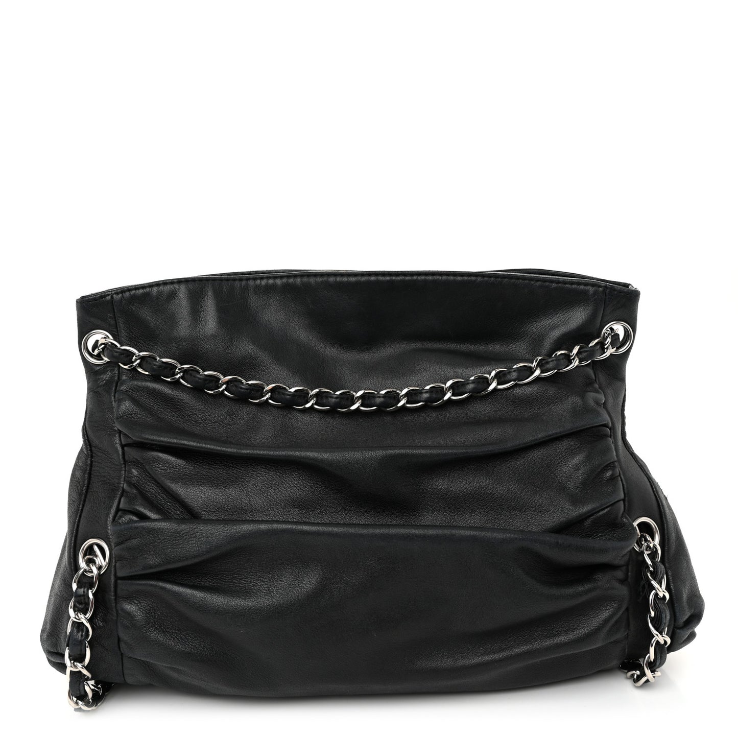 Lambskin Large Sharpei Shoulder Bag Black