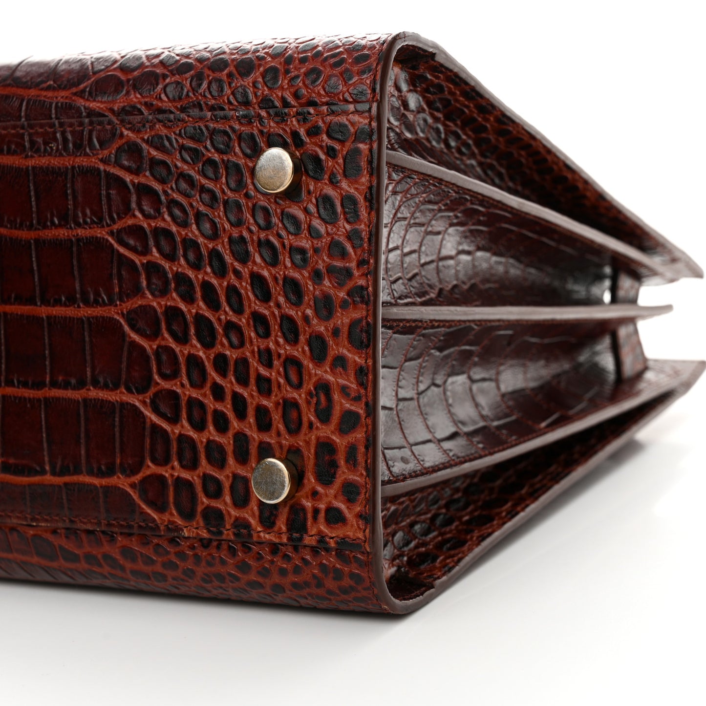 Calfskin Crocodile Embossed Small Sac De Jour Dark Blood