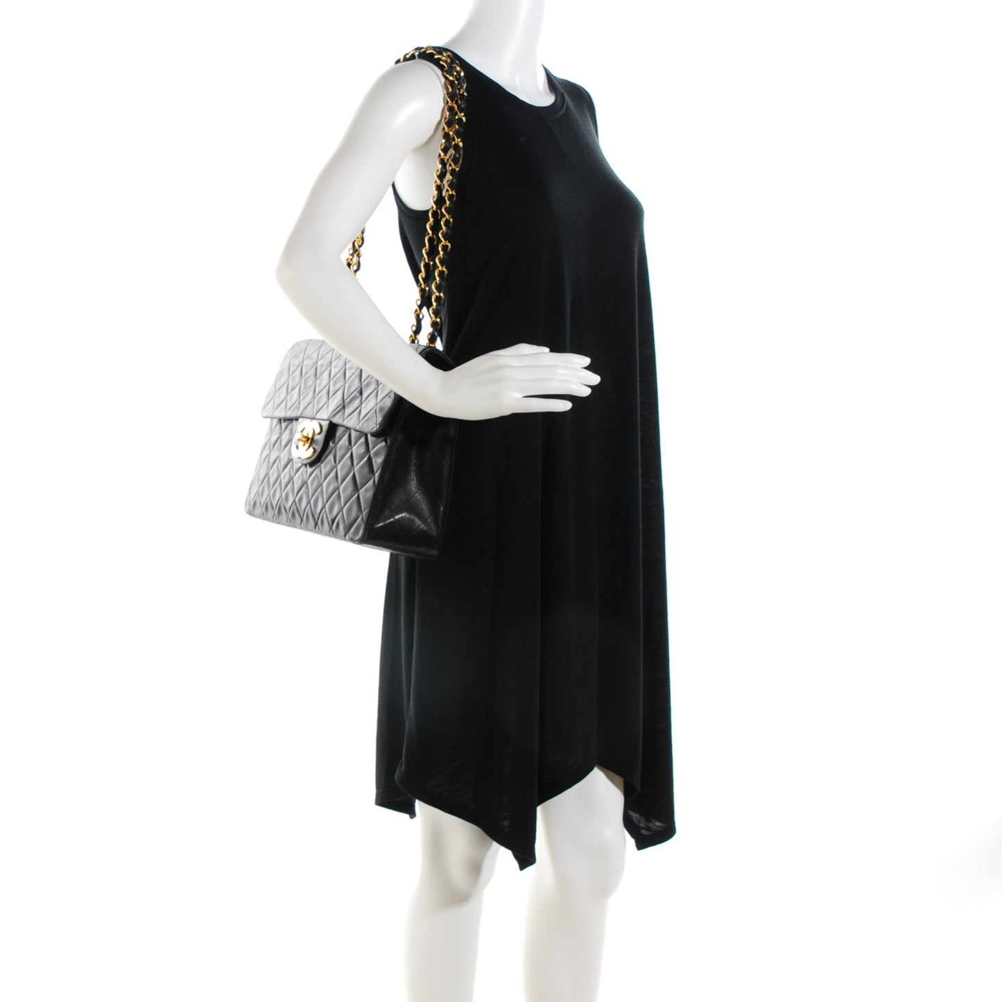 Lambskin Quilted XL Jumbo Single Flap Black