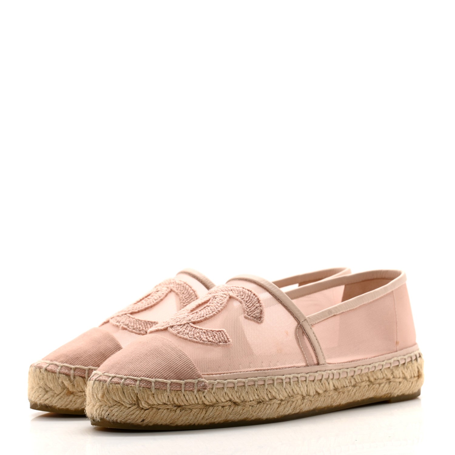 Chanel Mesh Grosgrain CC Espadrilles 35 Pink 3 of 10