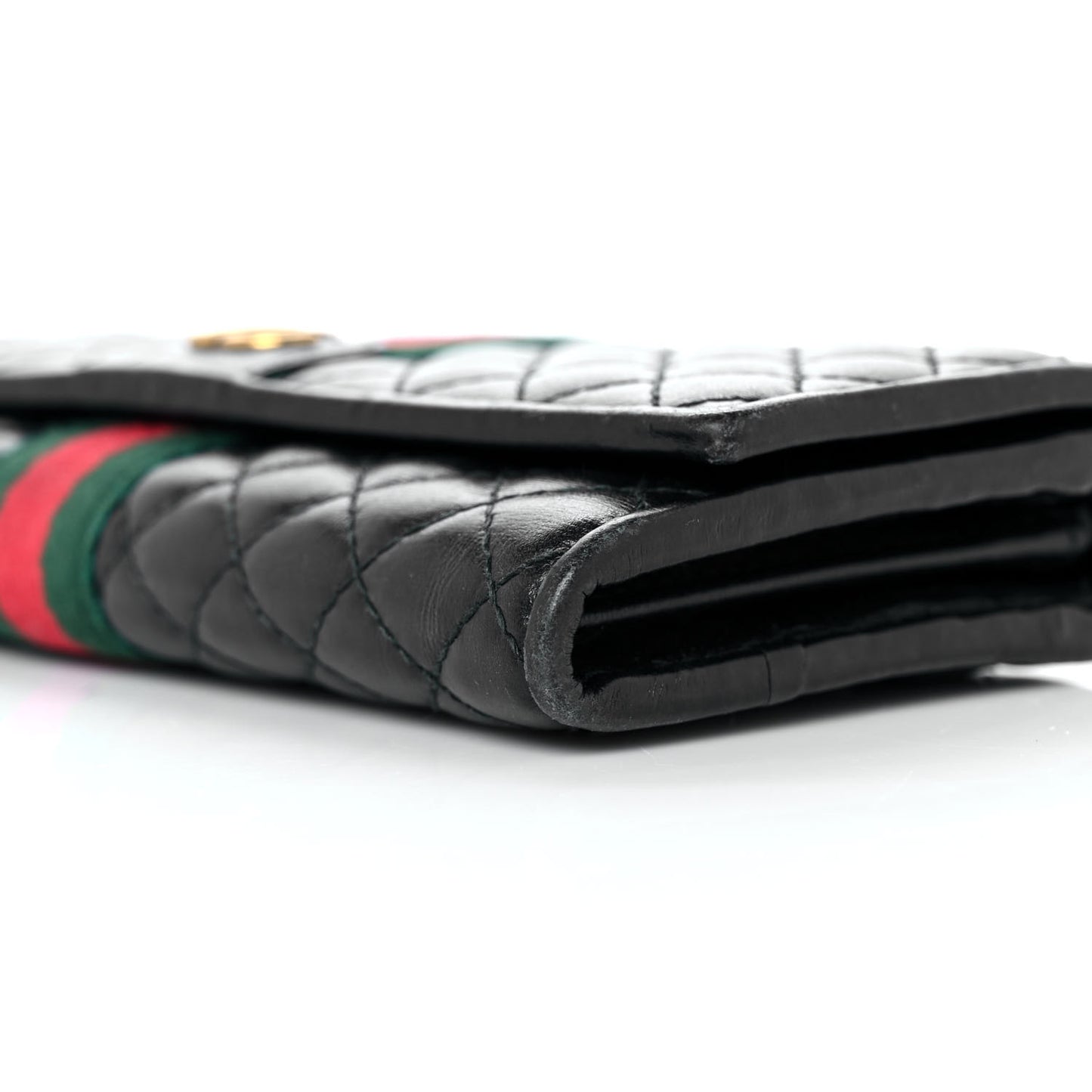 Calfskin Web Trapuntata GG Continental Wallet Black
