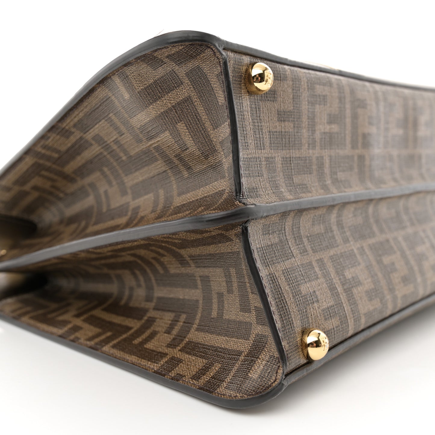 Glazed Fabric Vitello FF 1974 Hairdo Girls Inlay Medium Peekaboo Iconic Satchel Mogano Panna Multicolor