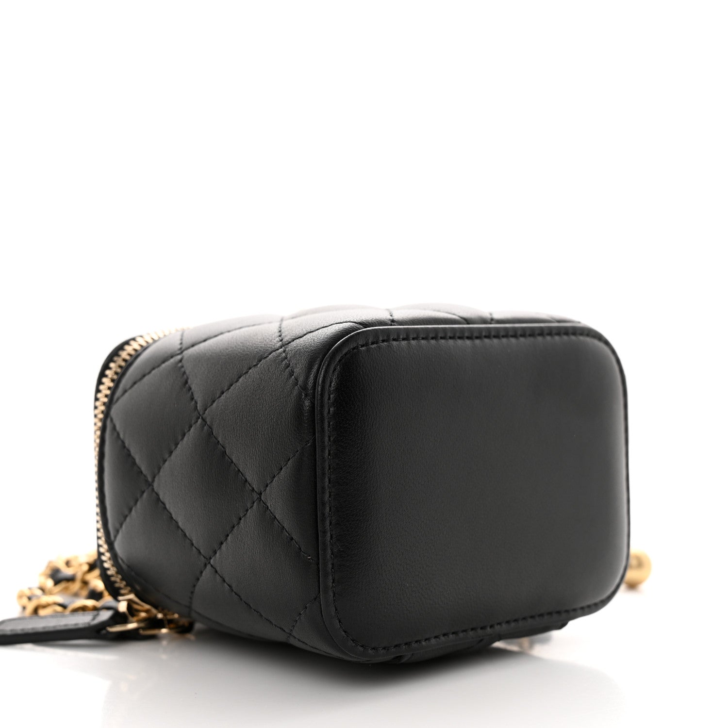 Chanel Lambskin Quilted Mini Pearl Crush Vanity Case With Chain Black 4 of 12