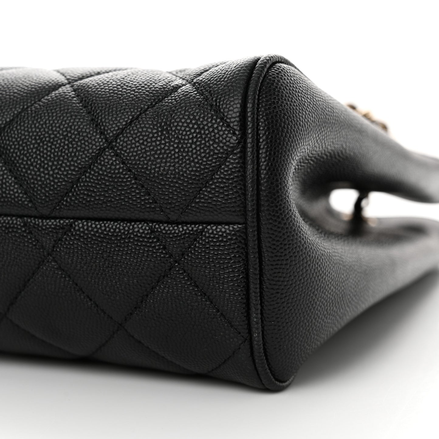 Caviar Quilted In Out Flap Shopping Tote Black