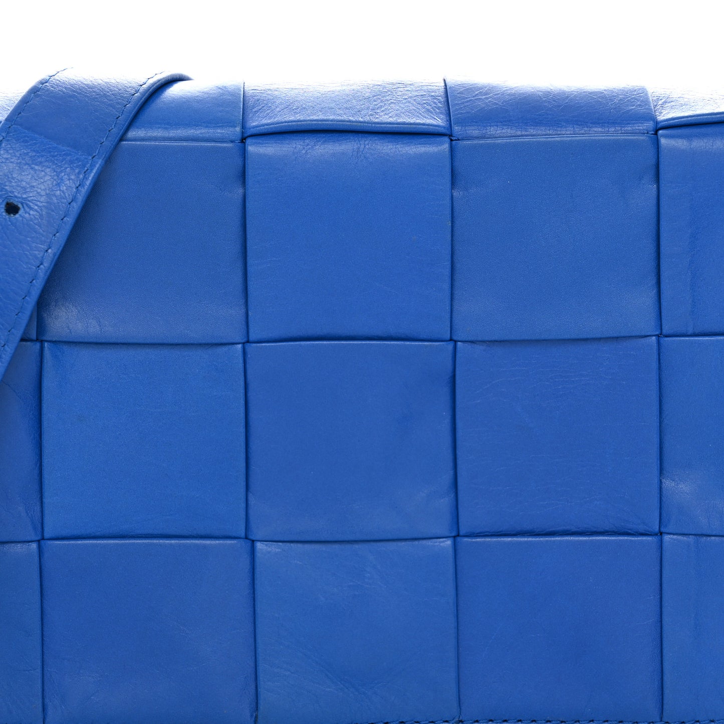 Paper Calfskin Maxi Intreccio Cassette Crossbody Bag Cobalt