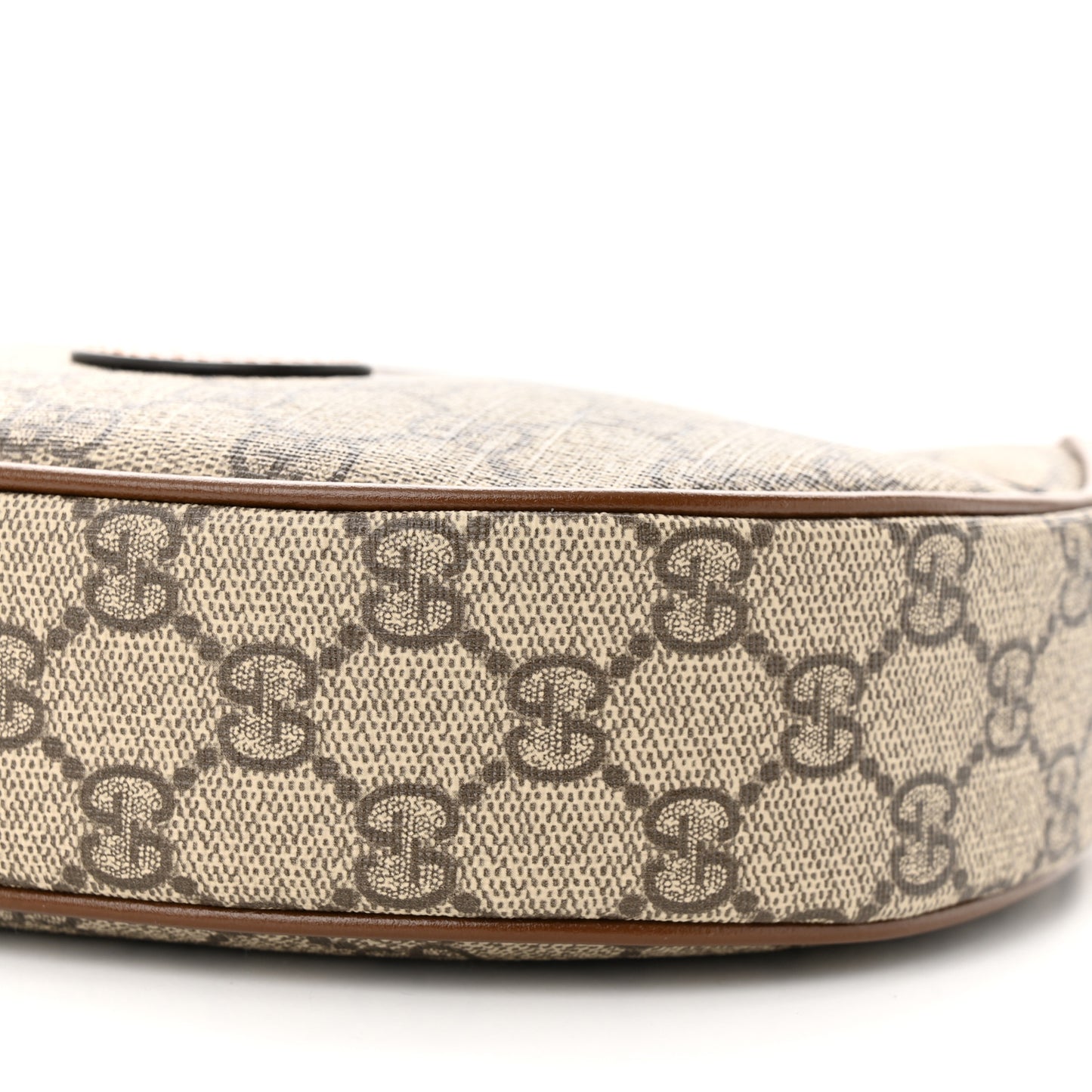 GG Supreme Monogram Azalea Calfskin Mini Retro Interlocking G Half Moon Bag Beige Ebony Brown Sugar