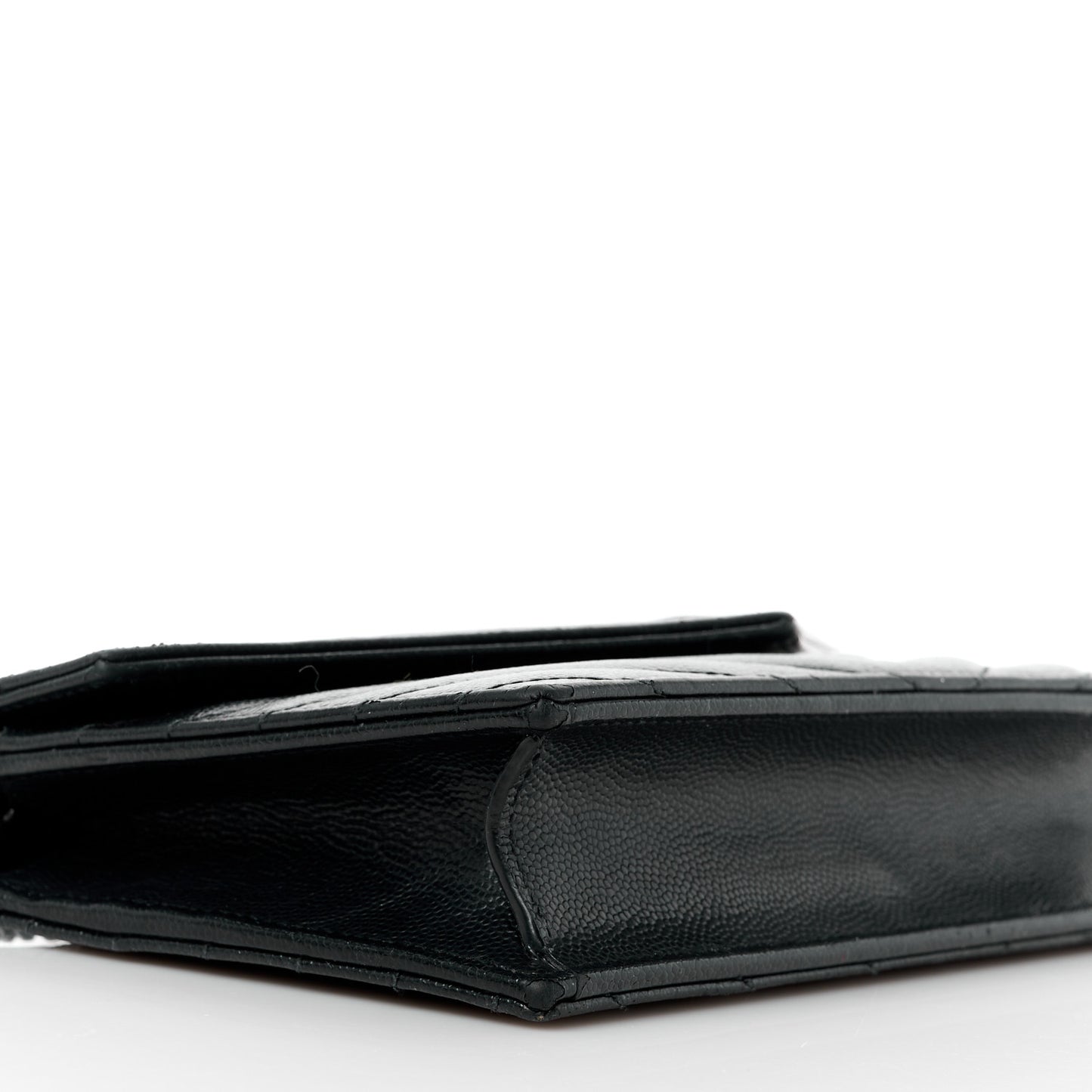 Grain De Poudre Matelasse Chevron Monogram Monochrome Envelope Chain Wallet Black