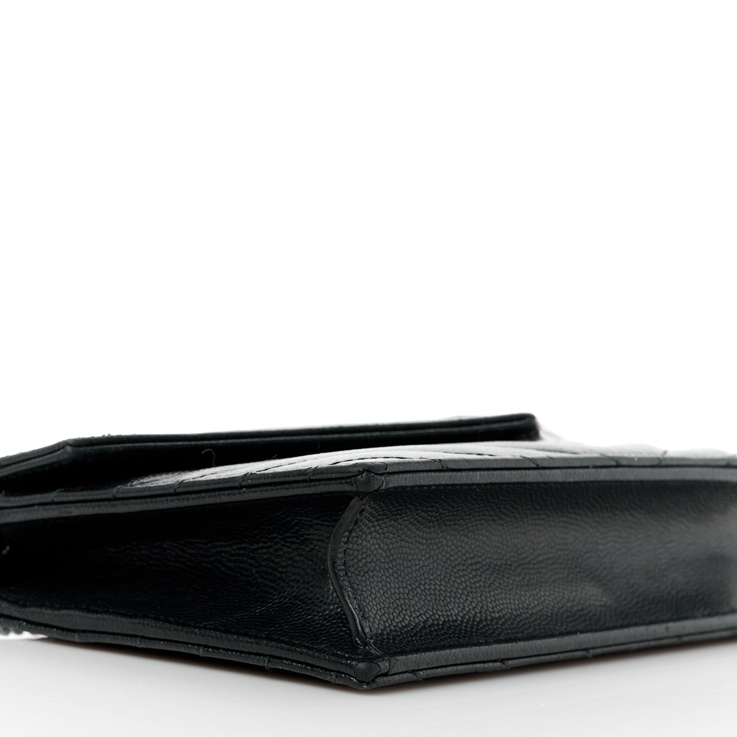 Saint Laurent Grain De Poudre Matelasse Chevron Monogram Monochrome Envelope Chain Wallet Black 10 of 11