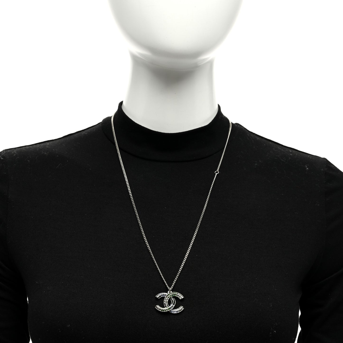 Baguette Crystal CC Necklace Blue