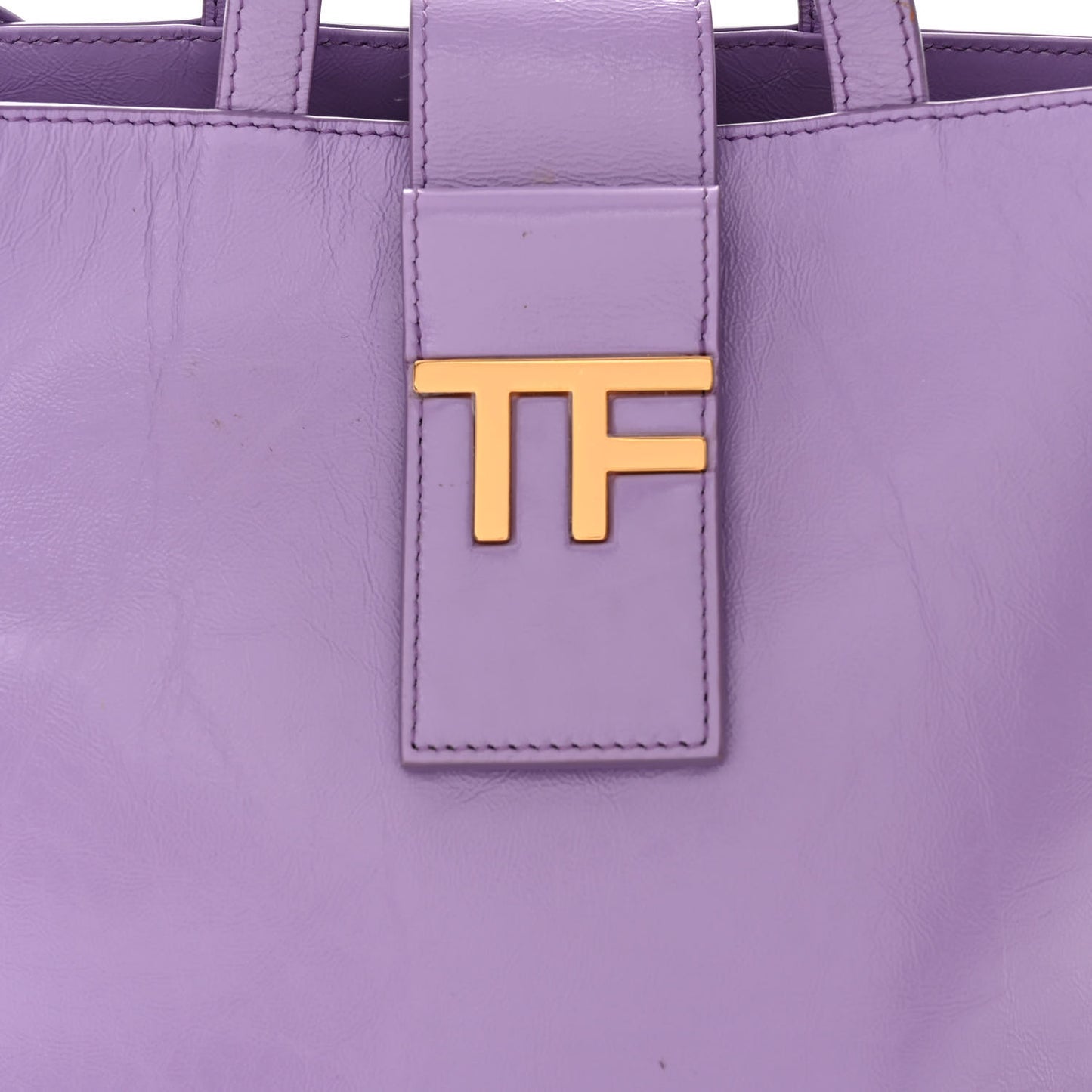 Shiny Calfskin Mini TF East West Tote Hyacinth