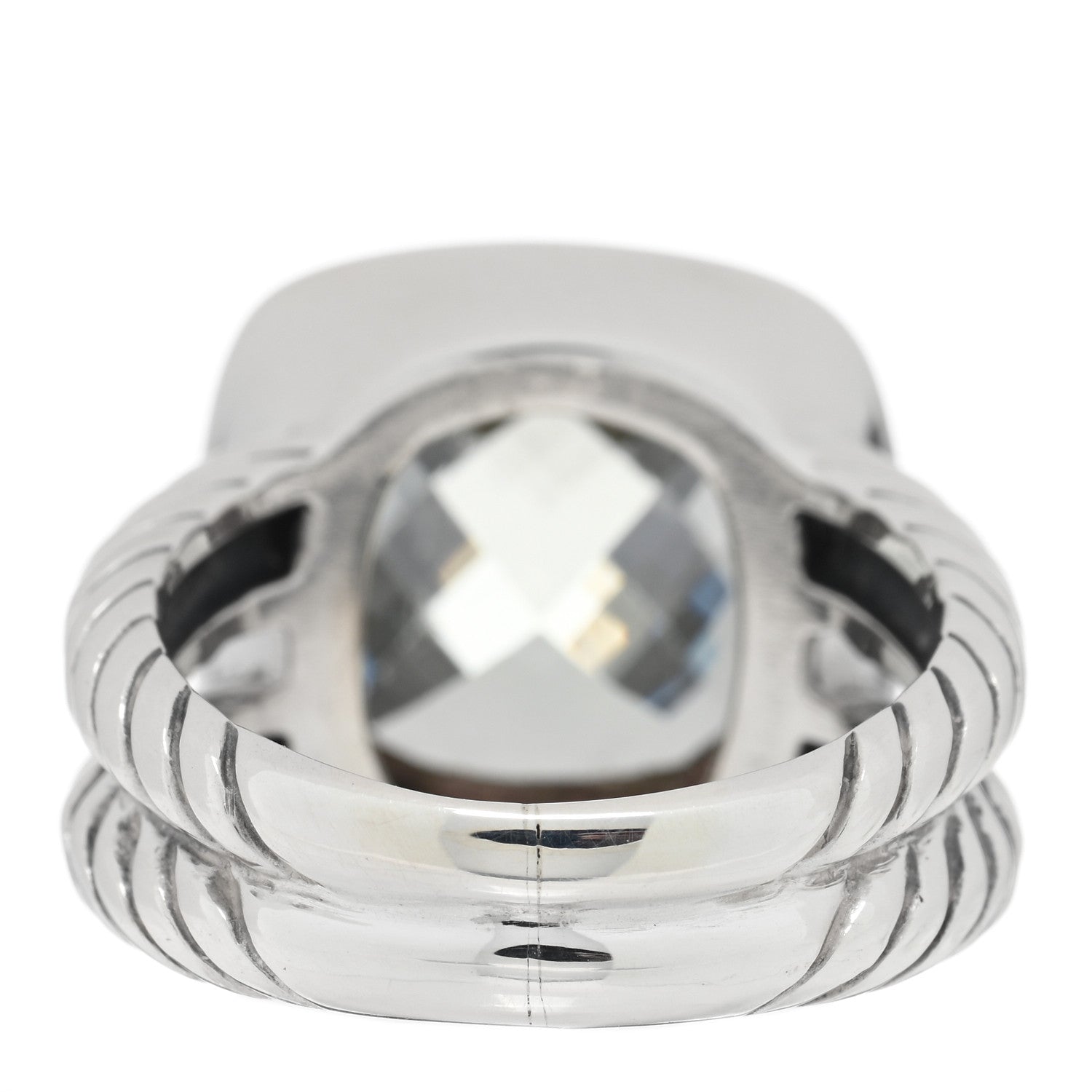 David Yurman Sterling Silver Diamond Prasiolite 11mm Albion Ring 53 6.25 3 of 4