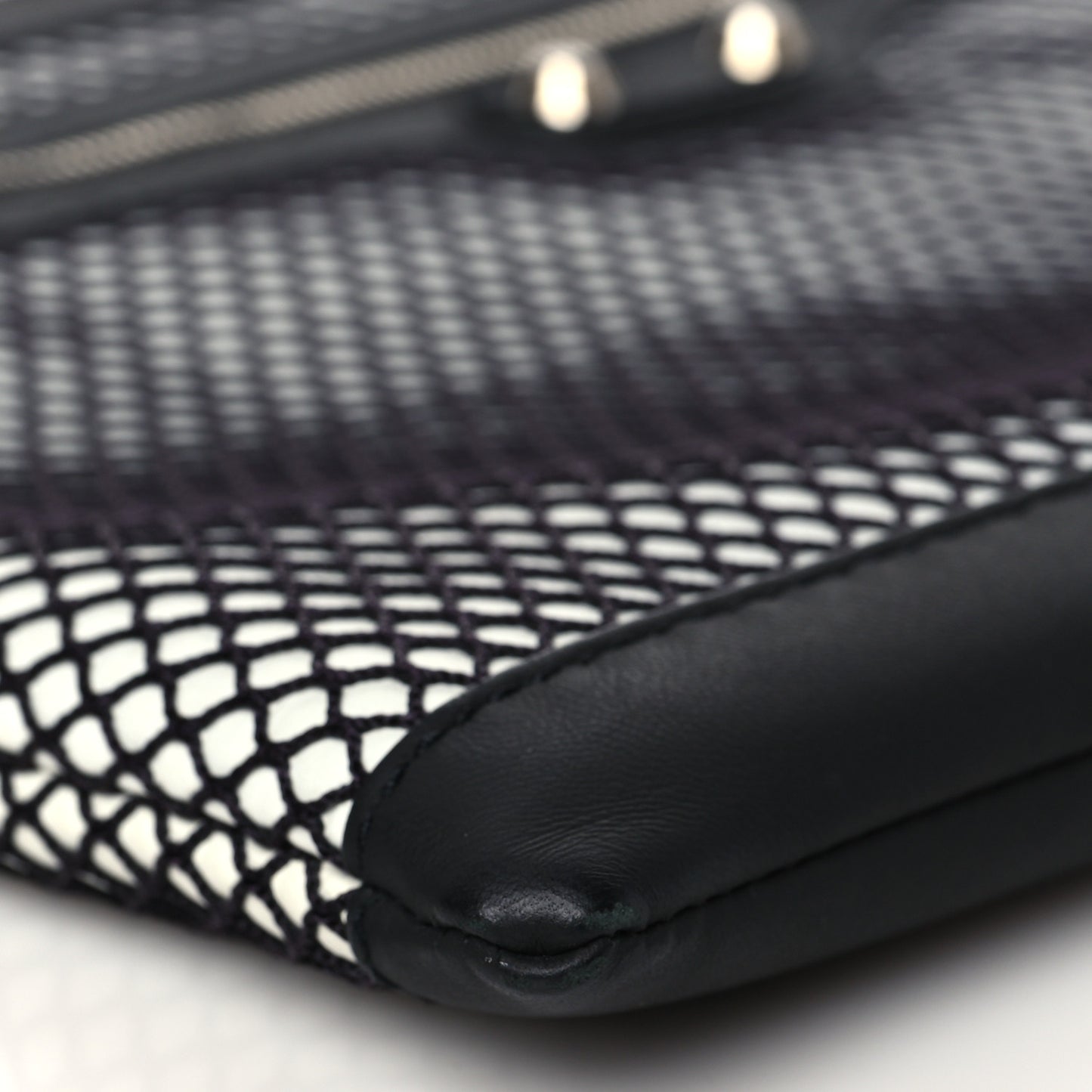 Nylon Mesh Lambskin Classic Silver Hardware Large Clip White Black