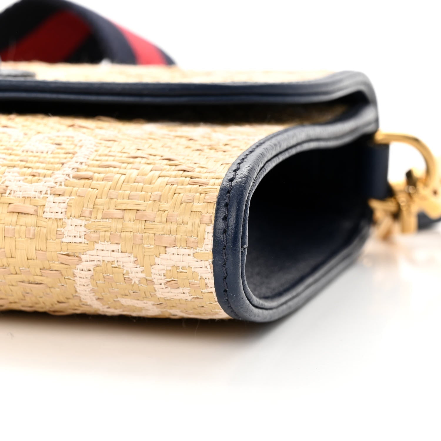 Gucci Raffia Textured Dollar Calfskin GG Monogram Web Small Horsebit 1955 Crossbody Bag 10 of 11