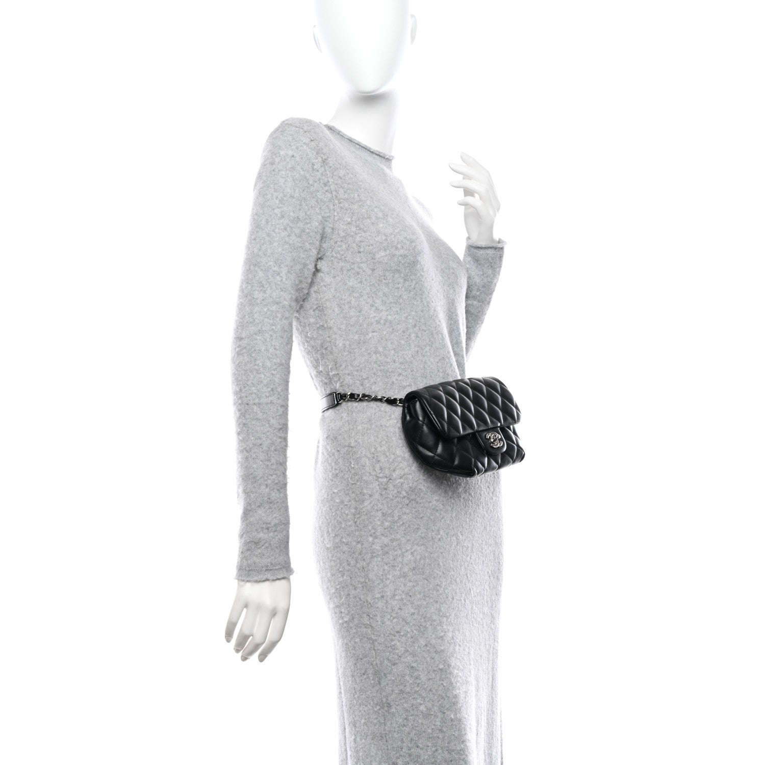 Chanel Calfskin Quilted CC Uniform Flap Belt Bag Black 2 of 10