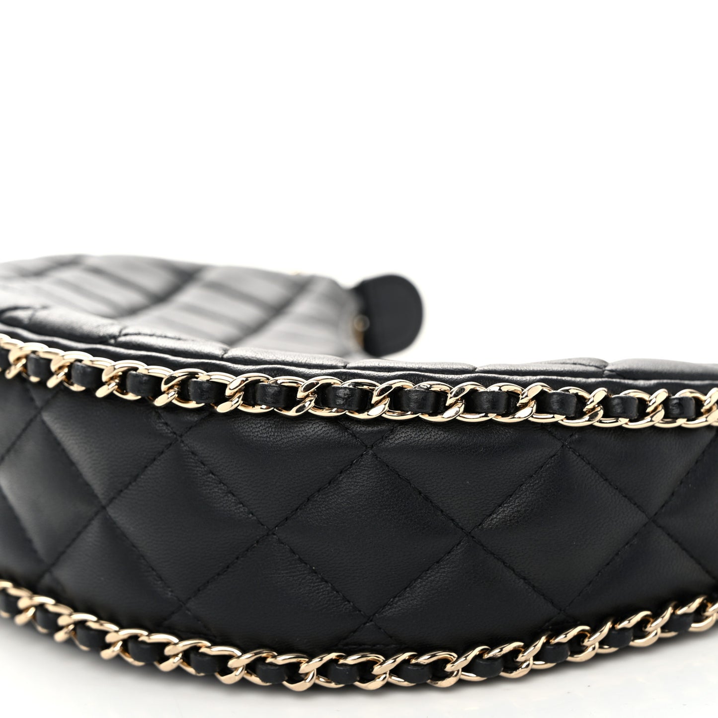 Lambskin Quilted Small Hobo Bag Black