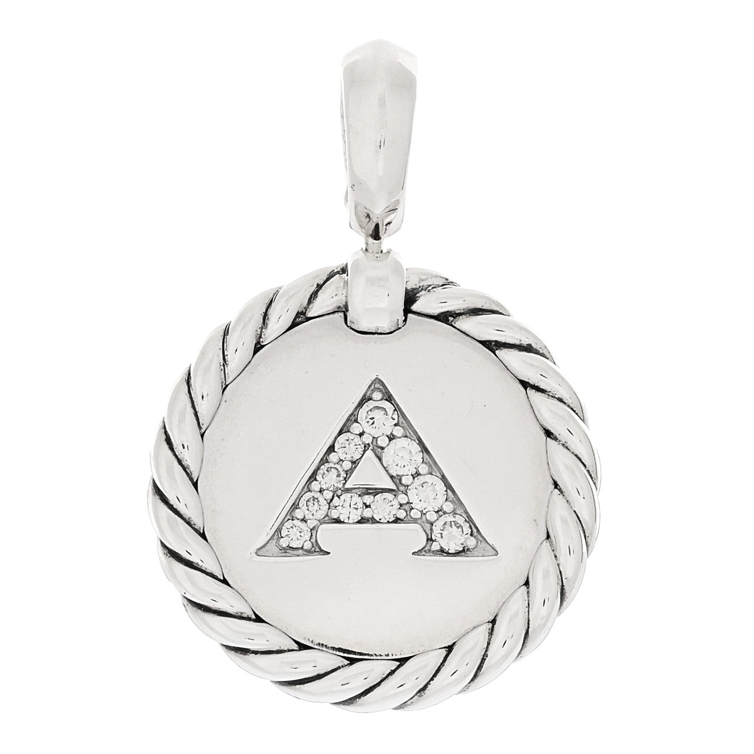 David Yurman Sterling Silver Diamond Initial A Charm 1 of 3