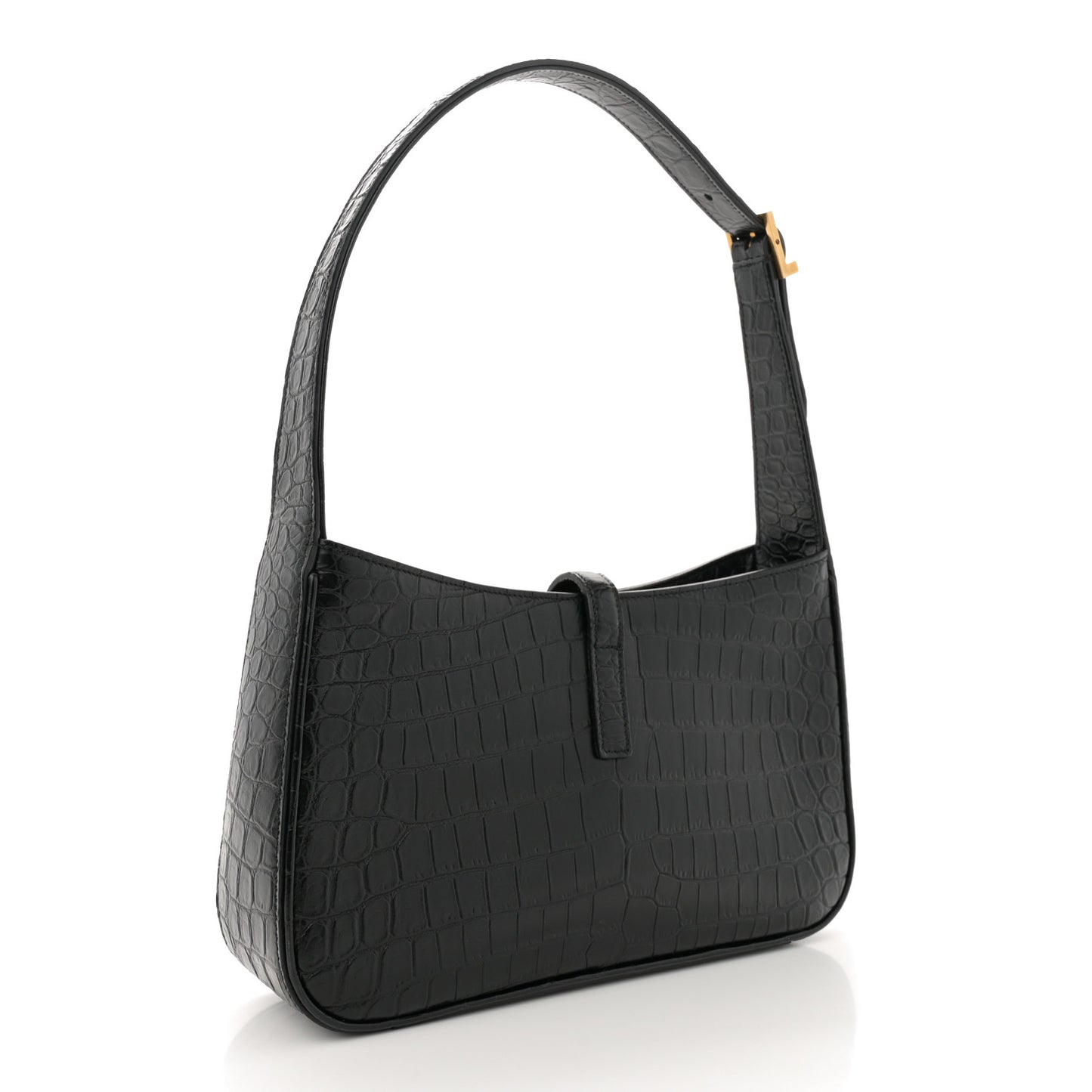 Calfskin Crocodile Embossed LE 5 A 7 Hobo Black