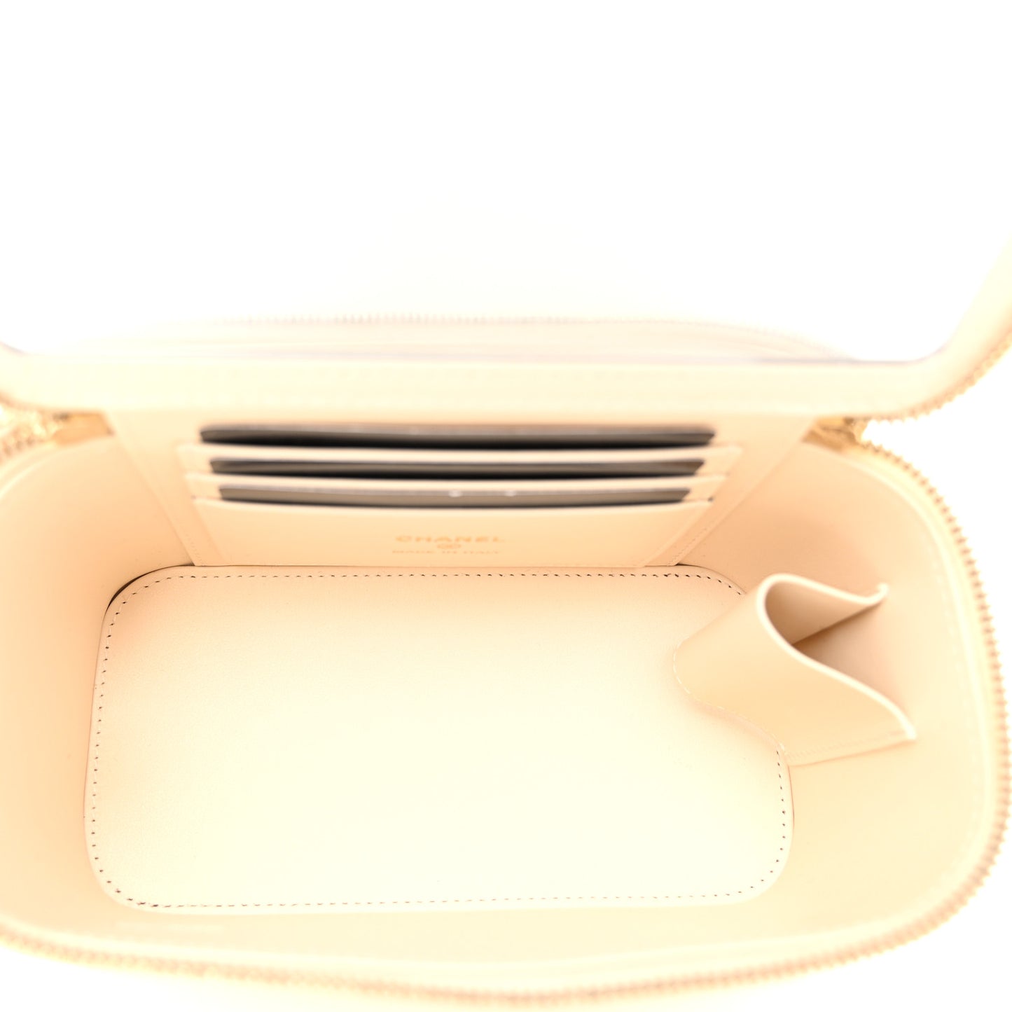Caviar Quilted Trendy Handle Mini Vanity Ecru