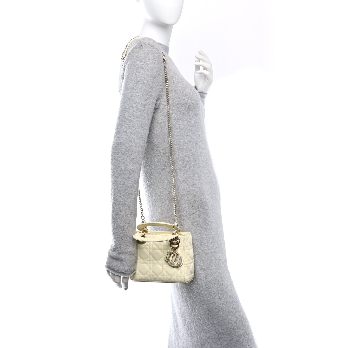 Lambskin Cannage Mini Lady Dior Soft Yellow