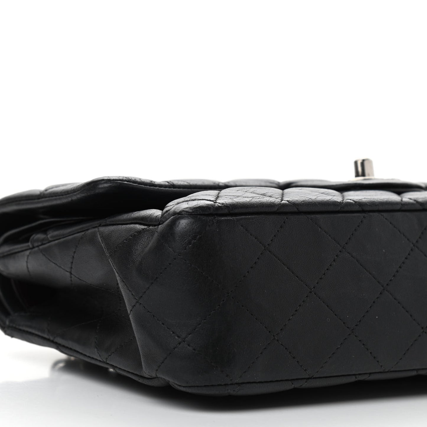 Lambskin Quilted Medium Double Flap Black