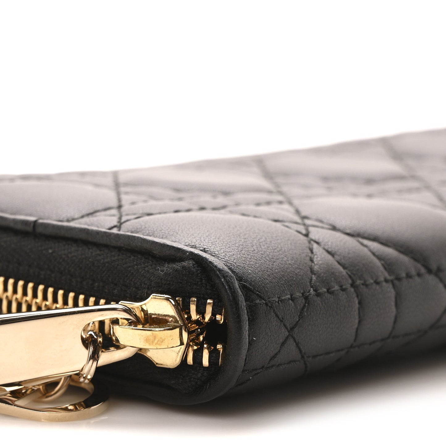 Lambskin Cannage Lady Dior Voyageur Wallet Black