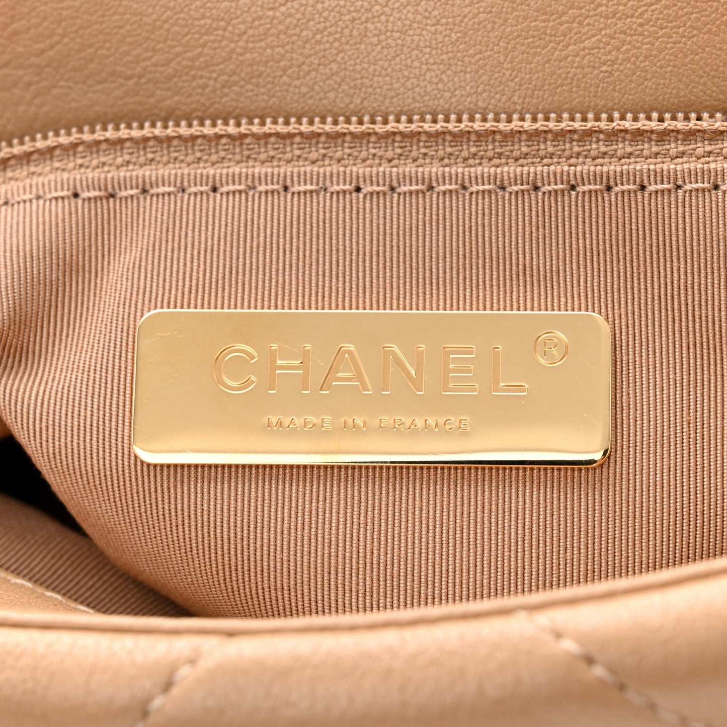 Goatskin Quilted Medium Chanel 19 Flap Beige