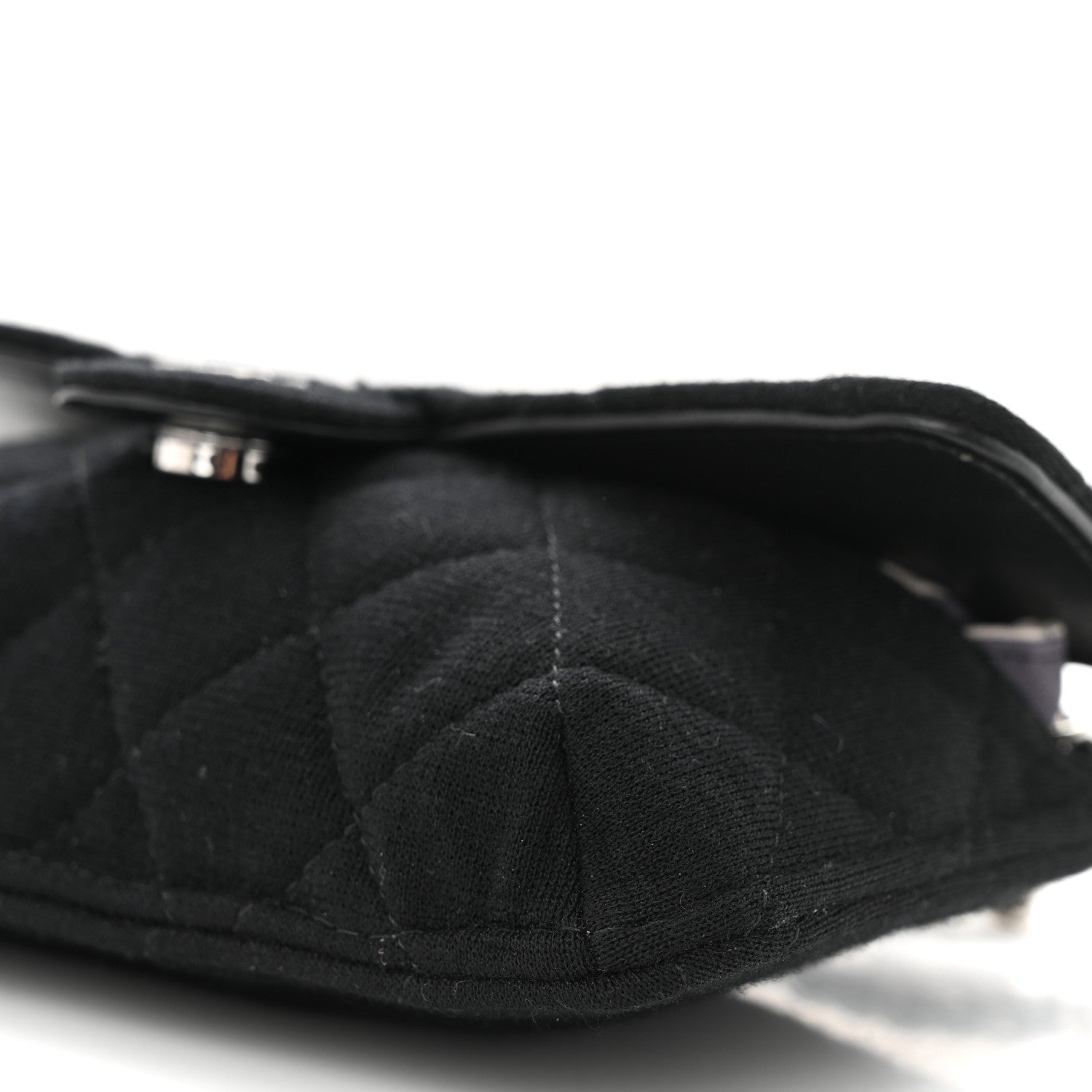 Chanel Jersey Fabric Quilted Foldable Tote With Chain Black Multicolor 17 of 19