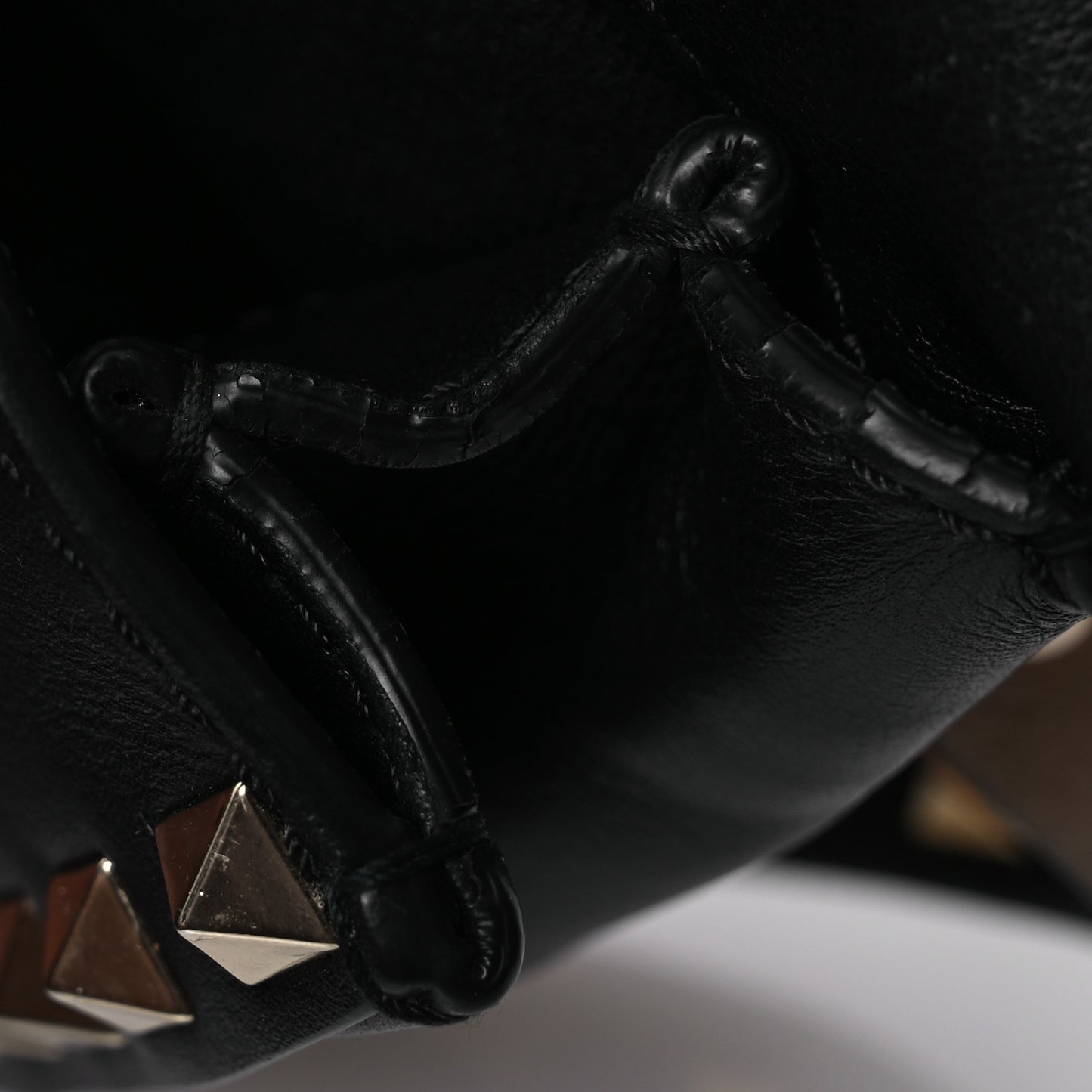 Calfskin Rockstud Belt Bag Black