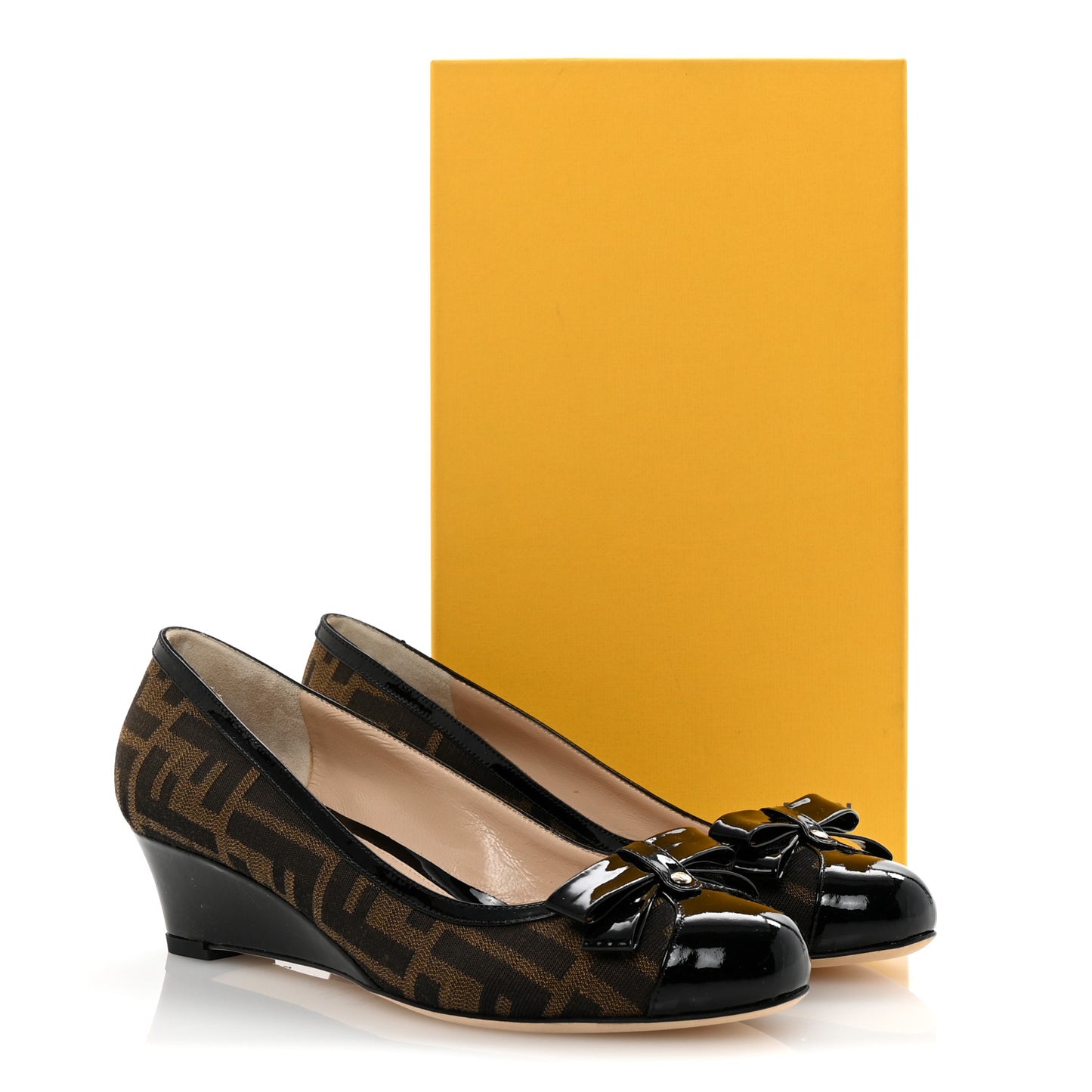 Zucca Vernice Zeppa Wedge Pumps 38 Tobacco Black