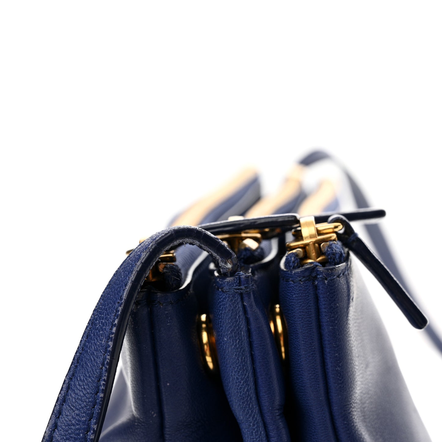 Lambskin Large Trio Crossbody Bag Indigo