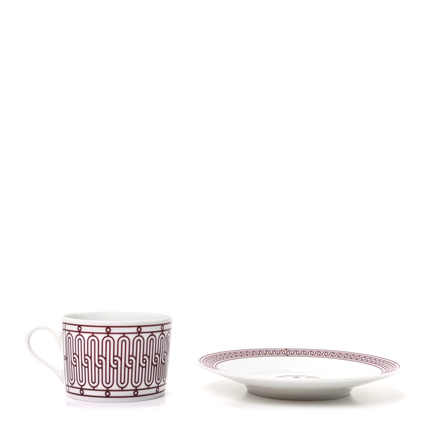 Hermes Porcelain H Deco Tea Cup And Saucer Rouge 2 of 6
