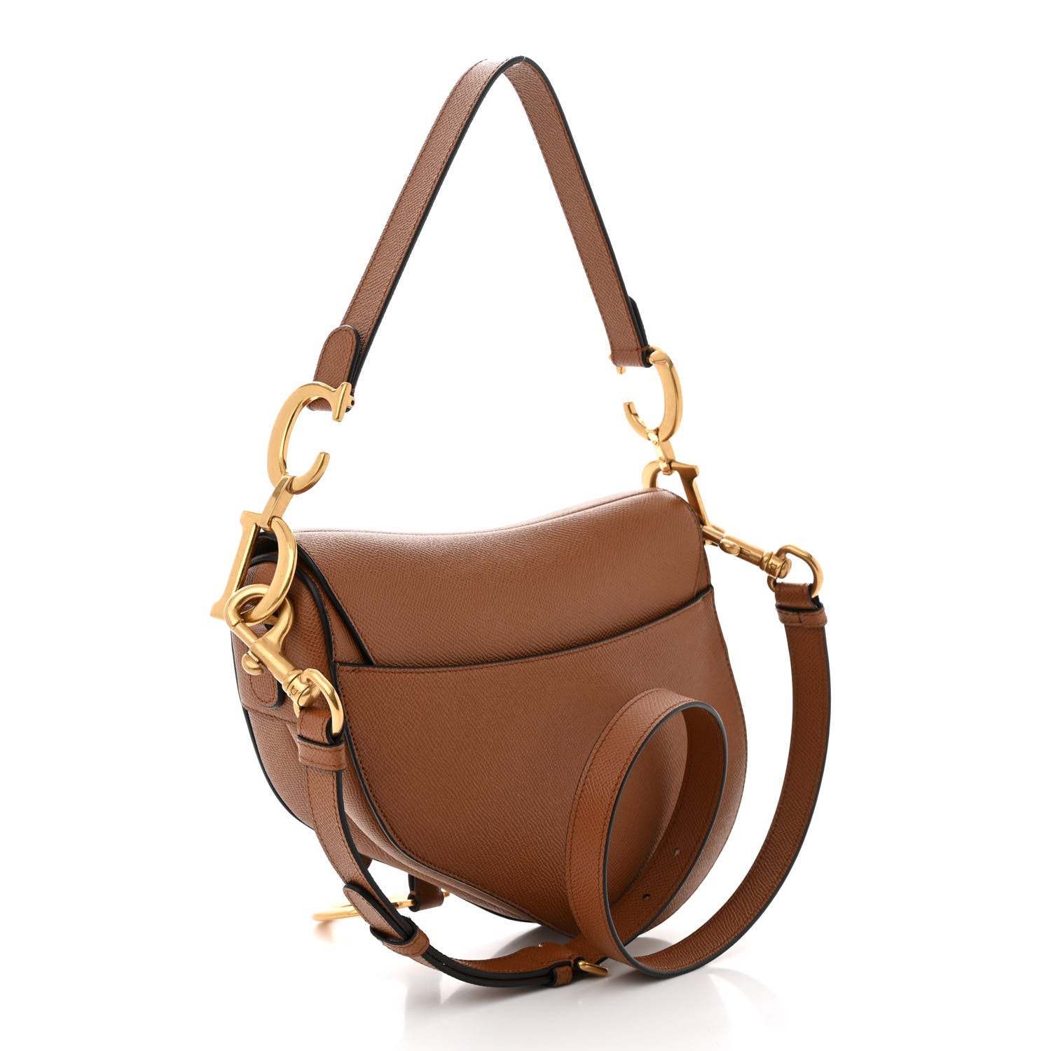 Christian Dior Grained Calfskin Saddle Bag With Strap Golden Saddle 3 of 11