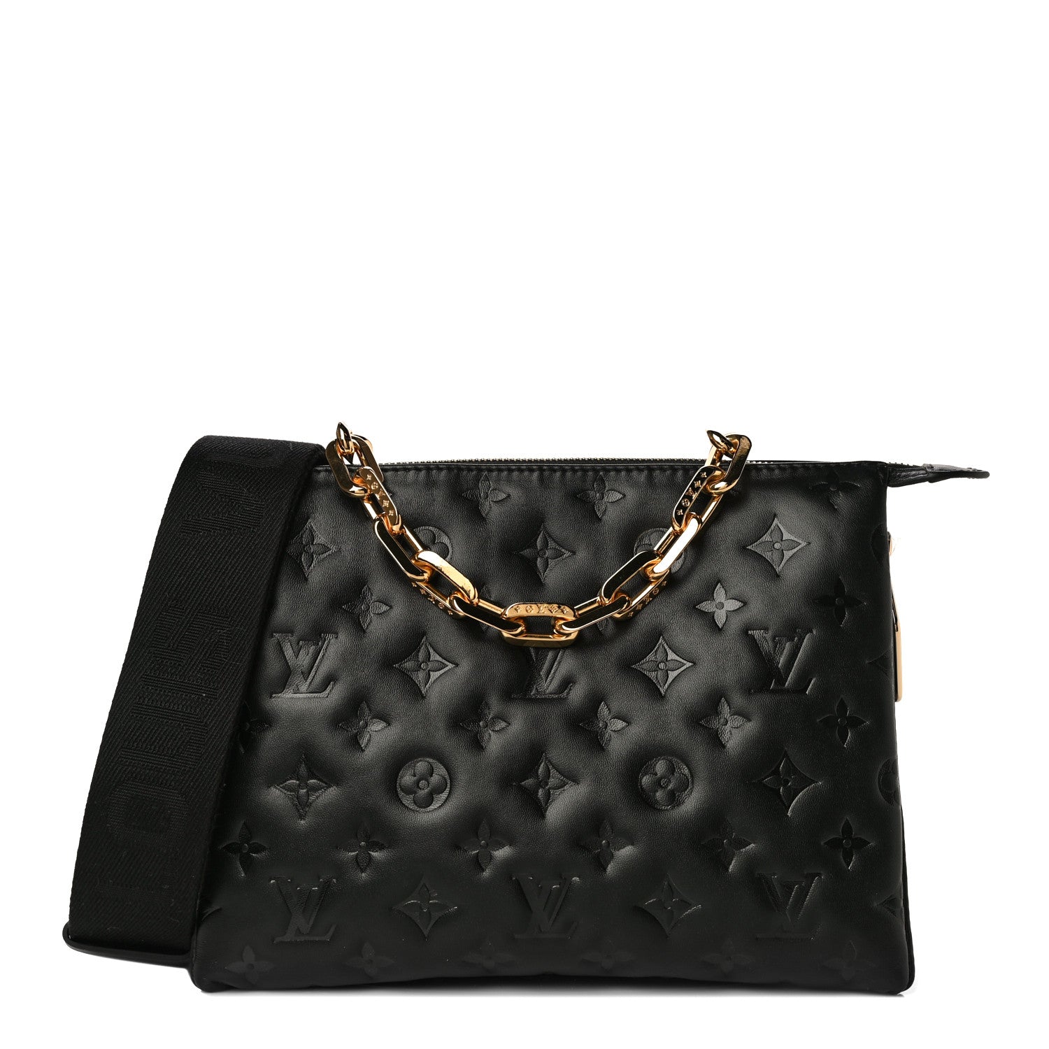 Louis Vuitton Lambskin Embossed Monogram Coussin PM Black 1 of 12