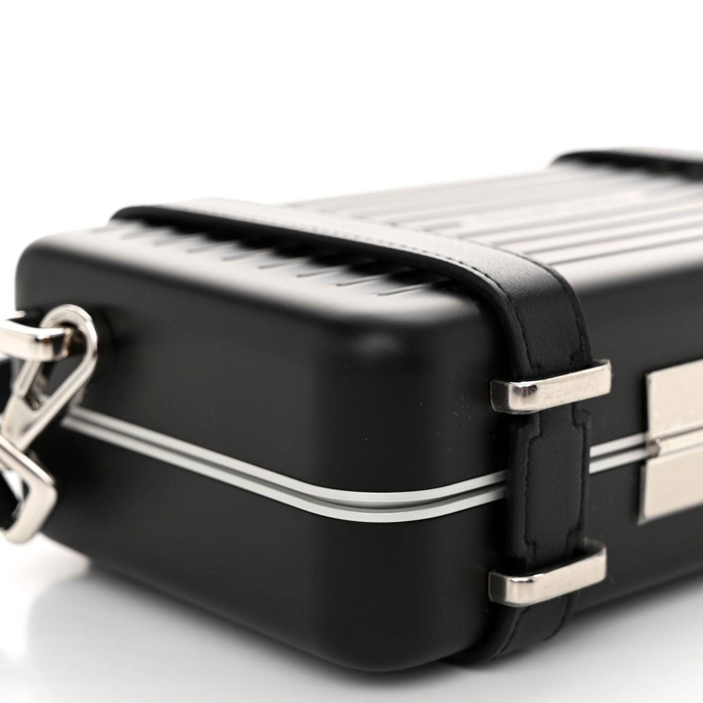 X RIMOWA Aluminum Personal Clutch On Strap Black