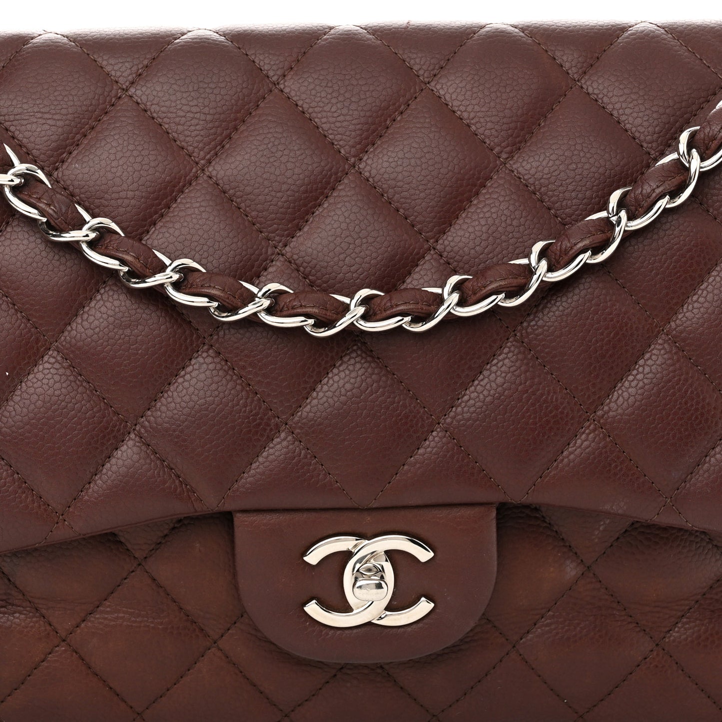 Caviar Quilted Jumbo Double Flap Burgundy