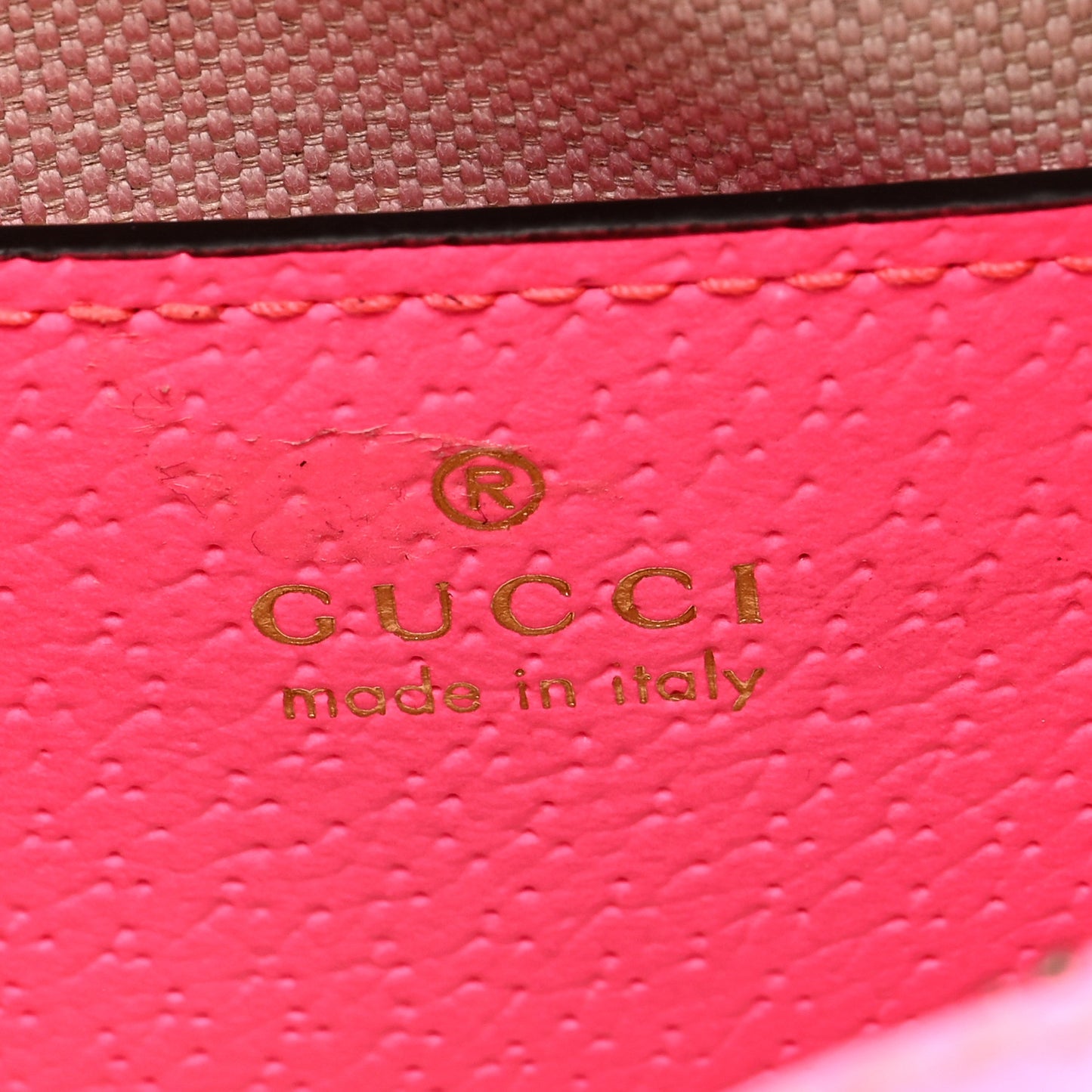 GG Supreme Monogram Textured Dollar Calfskin Web Ophidia Small Crossbody Bag Beige Ebony Fuchsia