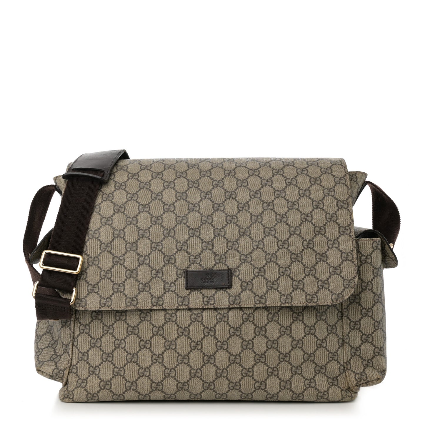 GG Plus Monogram Messenger Diaper Bag Dark Brown