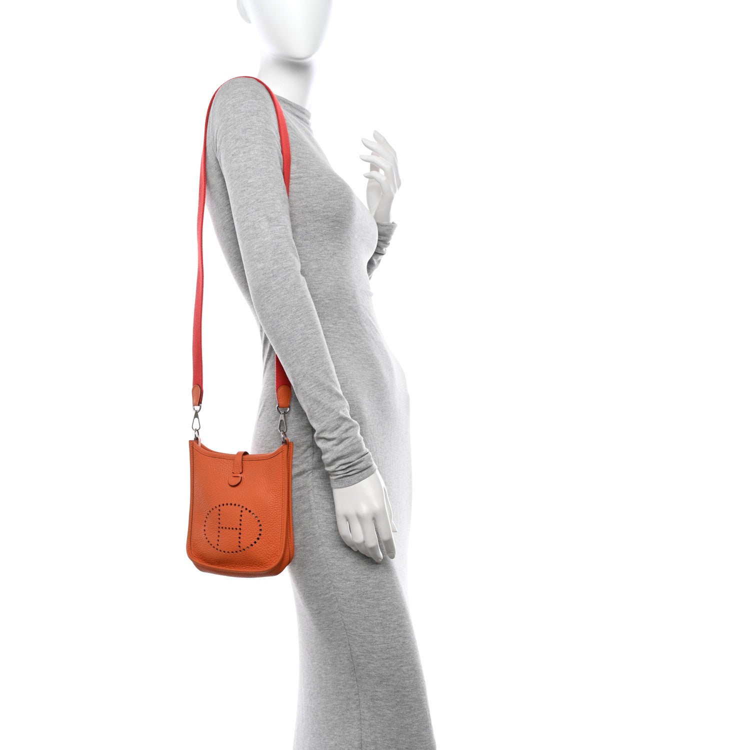 Hermes Taurillon Clemence Amazone Evelyne TPM Orange Peony 2 of 11