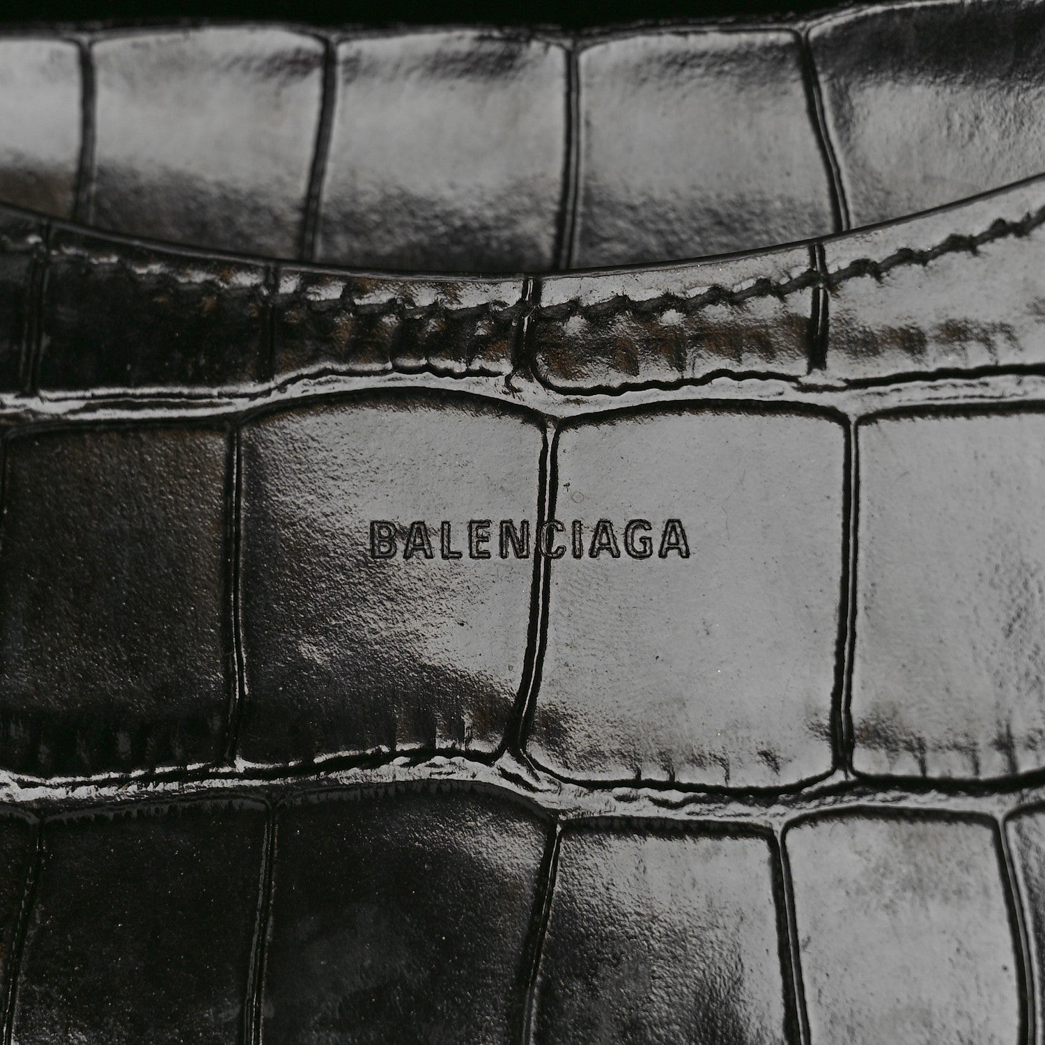 Balenciaga Shiny Supple Calfskin Crocodile Embossed Brass Hardware Neo Classic City Black 6 of 8