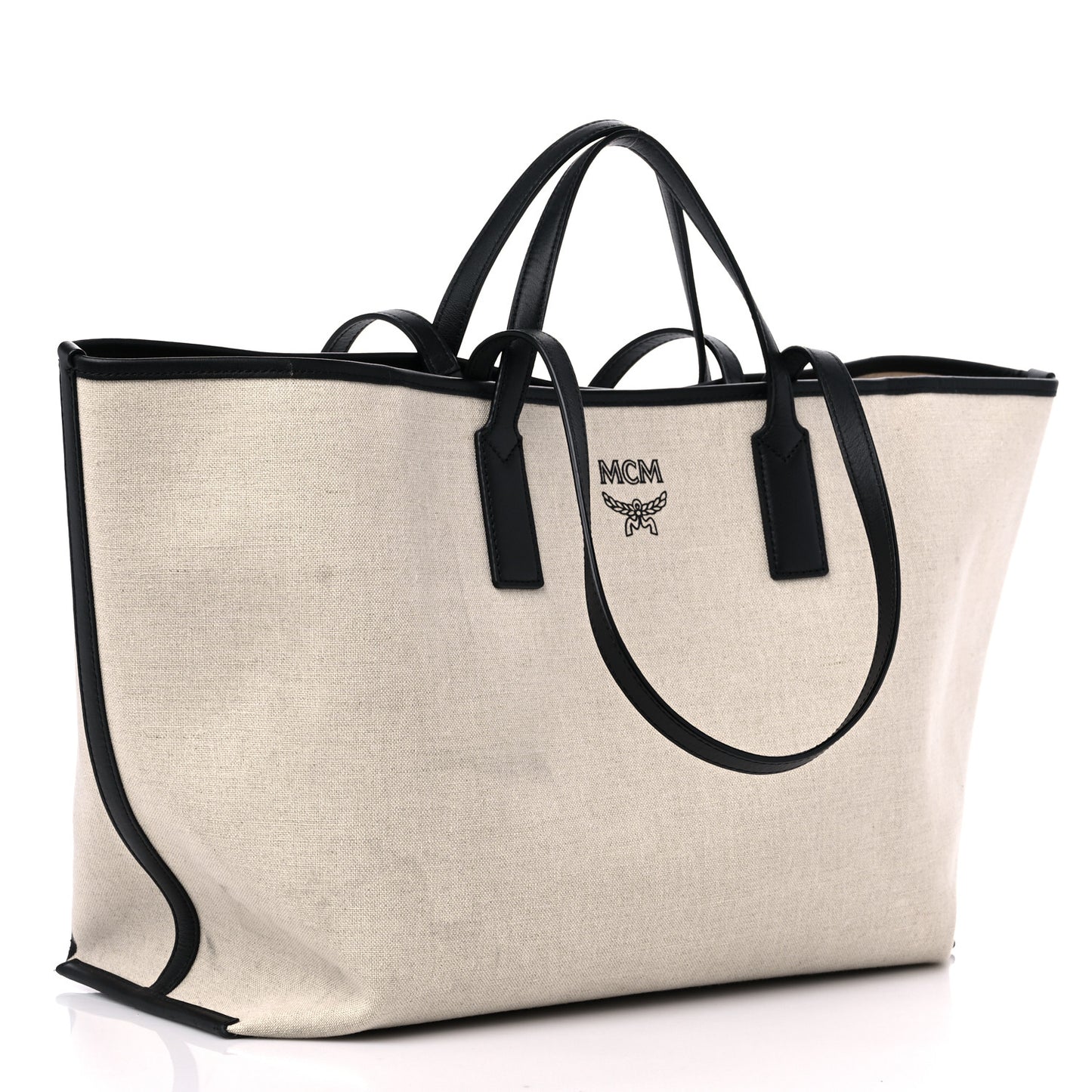 Canvas Glitch Logo Medium Aren Shopper Tote Black White