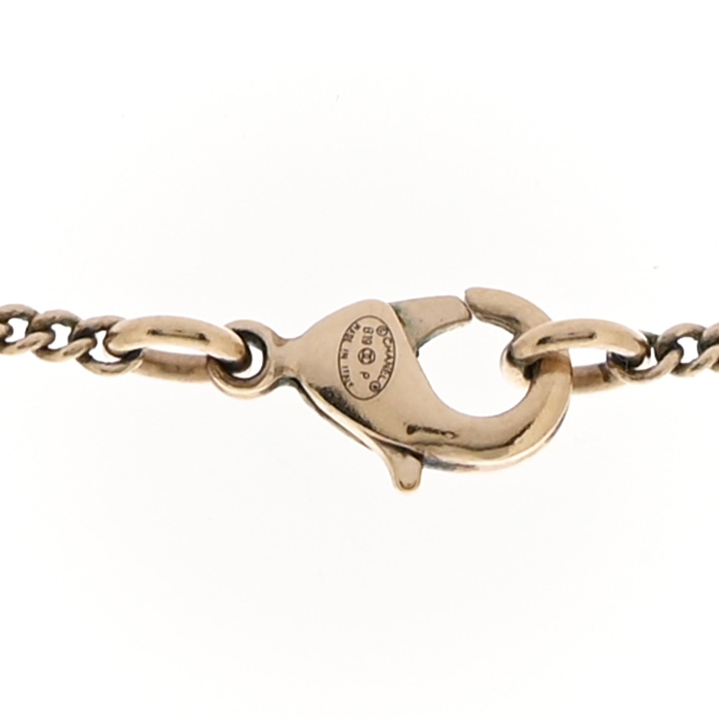 Lambskin CC Chain Necklace Gold Black